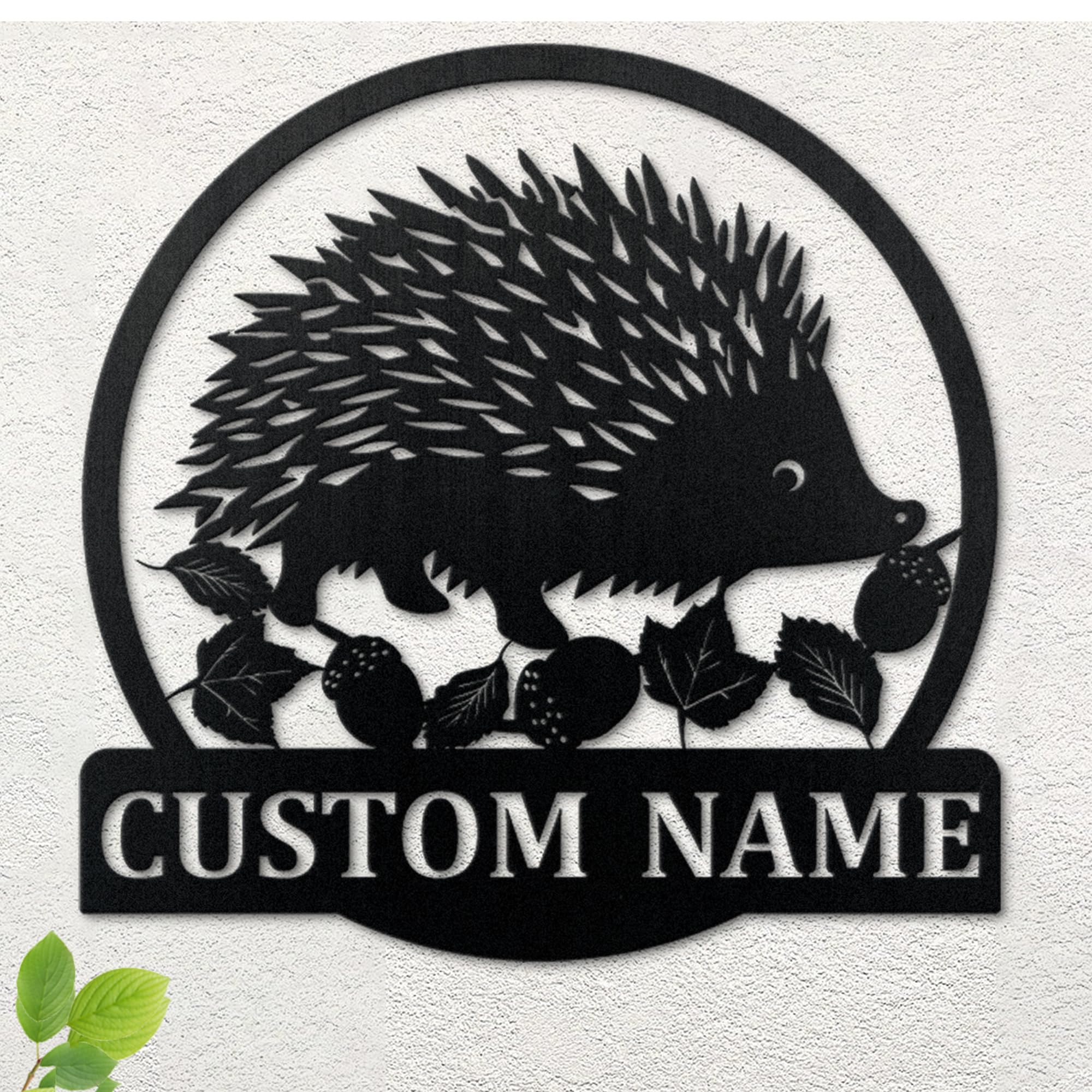 Custom Hedgehog Metal Wall Art - Personalized Monogram Metal Sign for Home Decor, Living Room, Bedroom & Office Wall Decoration