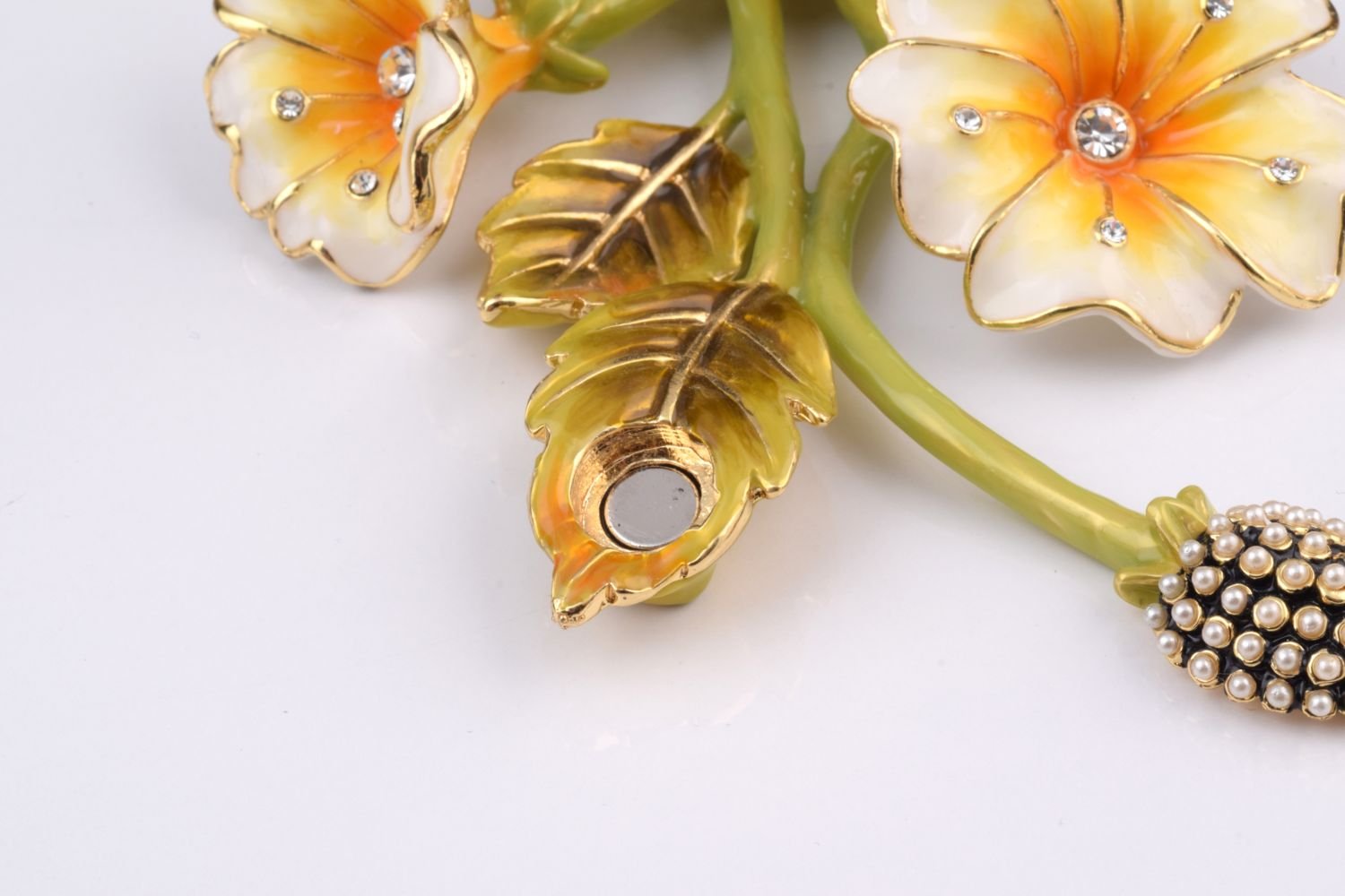Exquisite Faberge-Style Butterfly on Branch with Flowers Trinket Box - Elegant Home Decor Jewelry Storage for Vanity, Gift, or Display