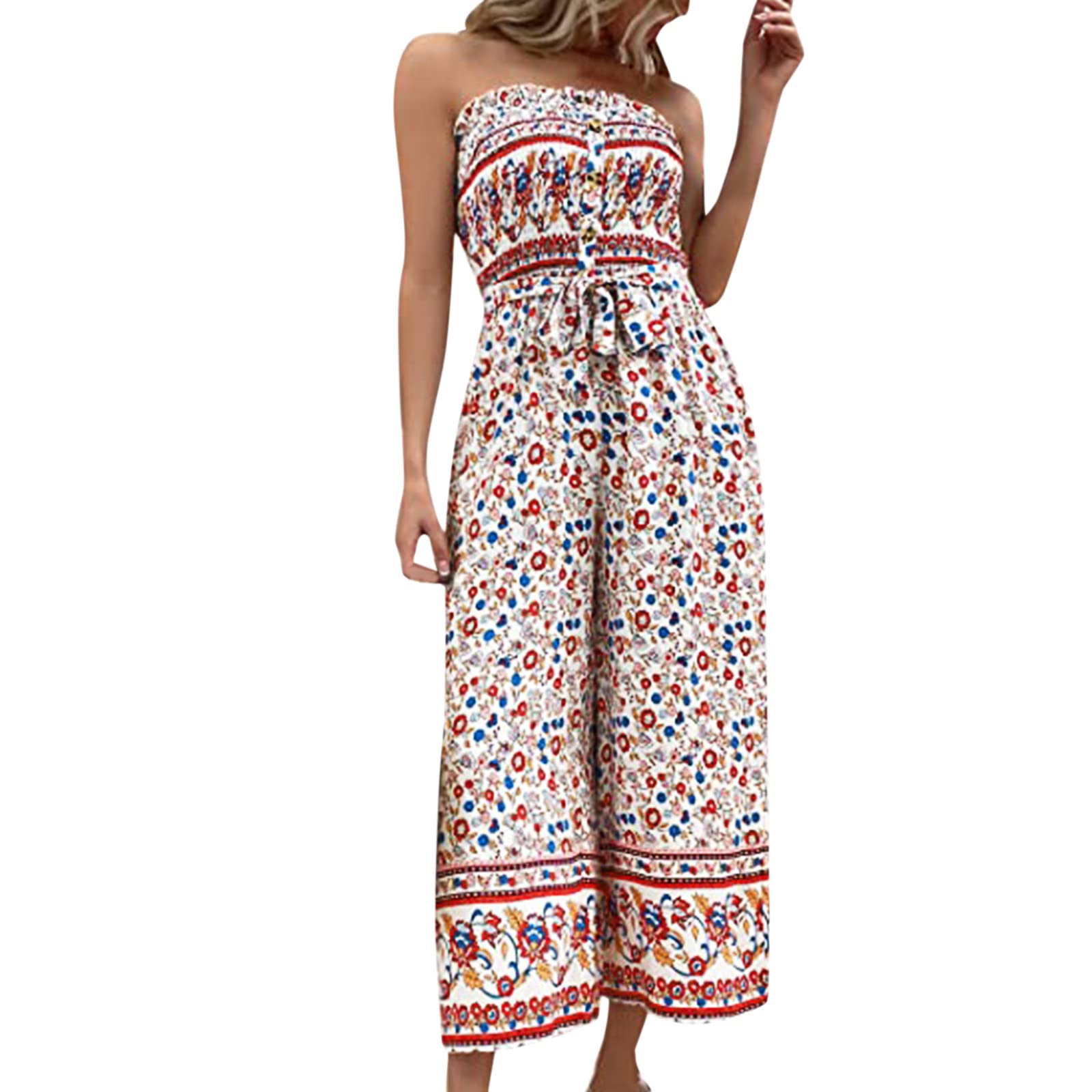 Women's Loose Fit Cotton Overalls - Casual Baggy Jumpsuit with Tulip Hem & Cropped Style | Comfortable Long Pants for Everyday Wear, Outdoor Activities & Fashion Street Style