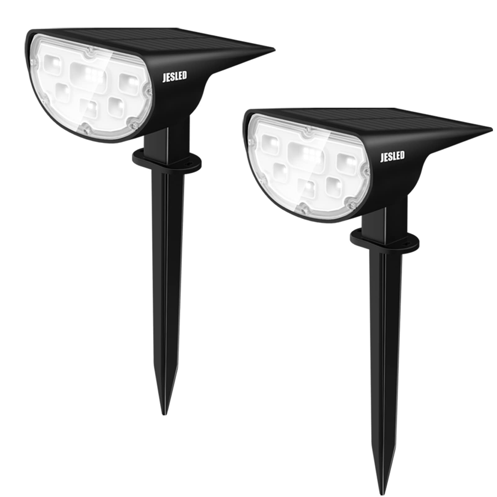 JESLED Solar Outdoor Spot Lights - Waterproof IP67 Landscape Lighting with 2 Modes (All Night Lighting) - 2 Pack for Garden, Pathway, Yard & Patio Decoration