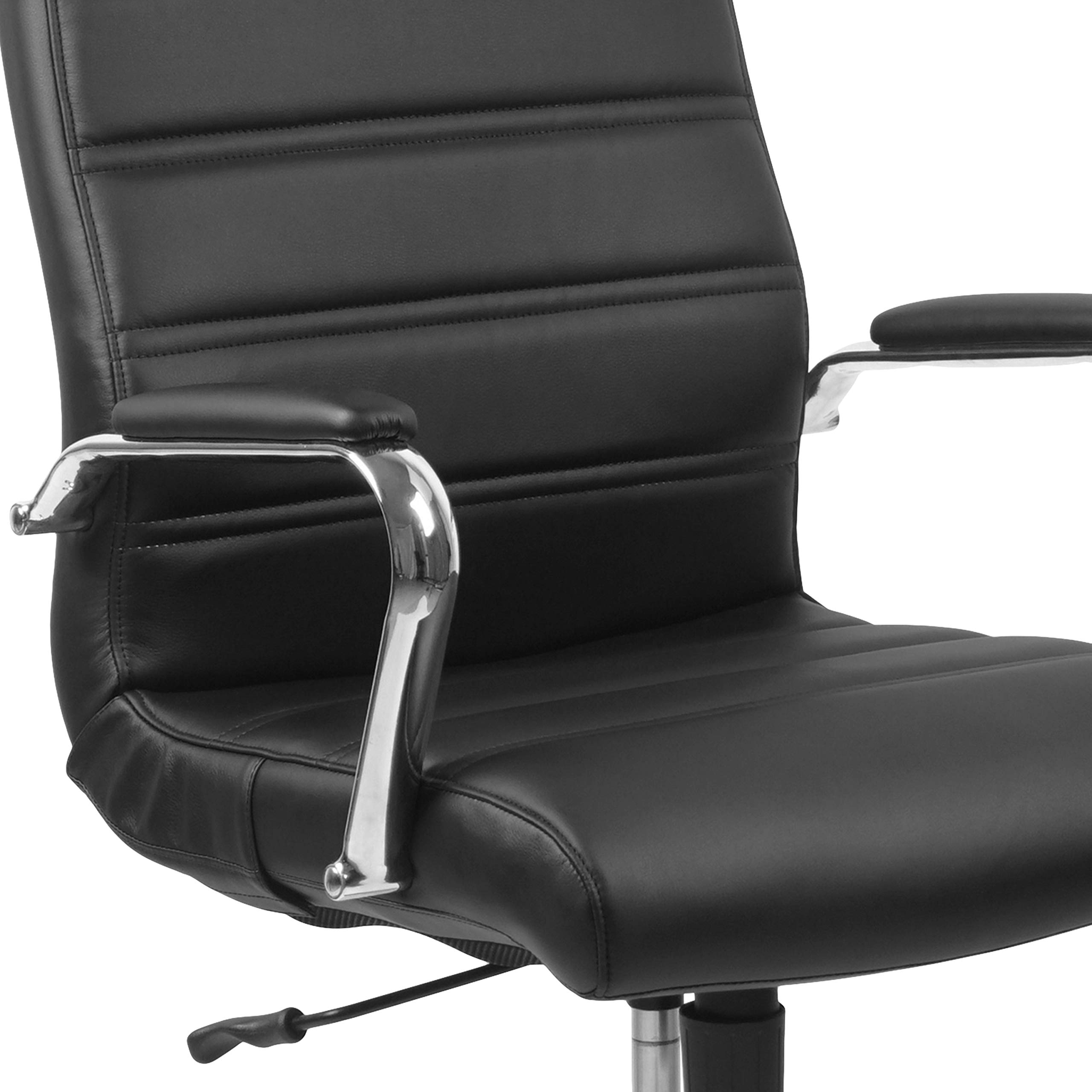 Whitney High-Back LeatherSoft Office Chair - Adjustable Swivel Desk Chair with Armrests, Black/Chrome - Perfect for Home & Office Workspaces