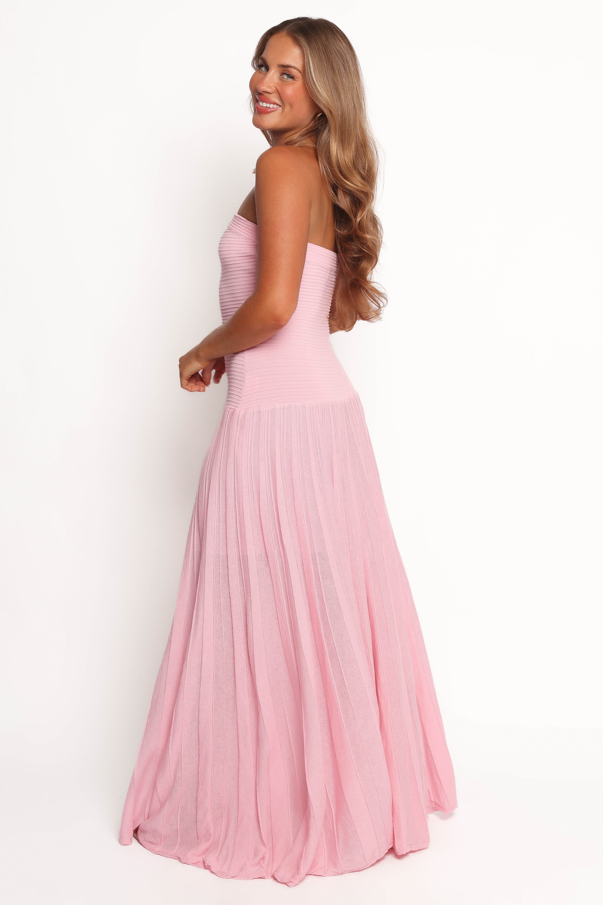 Cadenza Strapless Maxi Dress for Women - Elegant Pink Long Formal Gown for Weddings, Prom, Evening Parties & Special Occasions