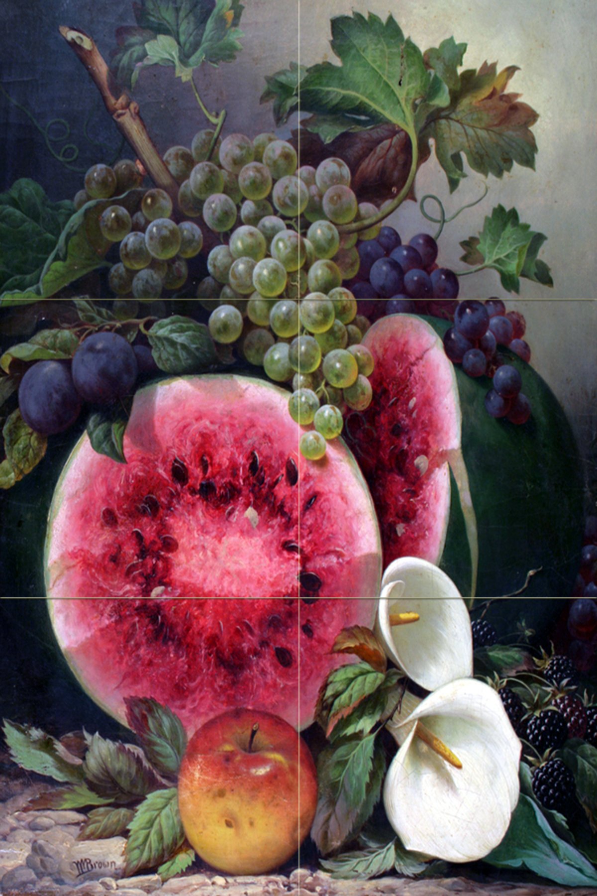 William Mason Brown Still Life Fruits & Calla Flowers Tile Mural - 2x3 6