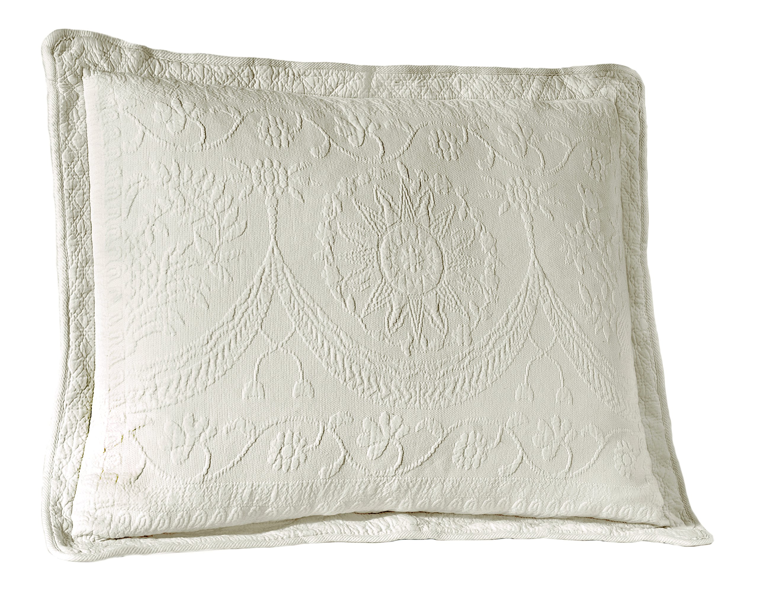 King Charles 13989BEDDKNGWHI Luxury Matelasse Bedspread Set - King Size Bedding with Matching King Shams, 26x26 Euro Shams & 20x20 Decorative Pillow in White - Perfect for Master Bedroom Decor & Guest Room Elegance