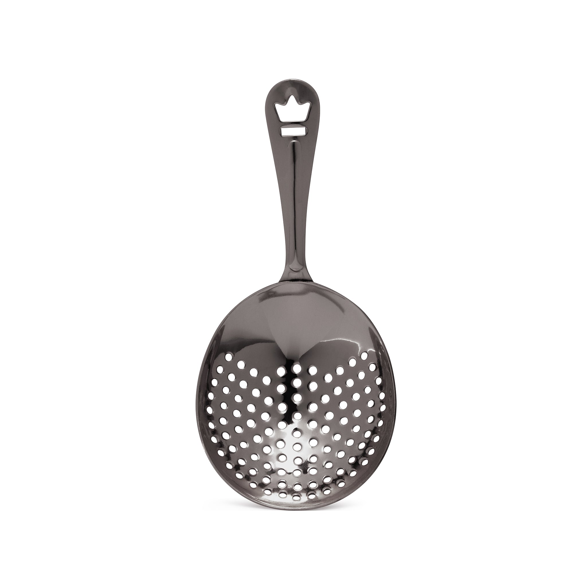 Premium Julep Strainer - Gunmetal Black Bar Tool for Cocktails, Mint Juleps & Home Bartending - Perfect for Mixing, Straining & Serving Drinks