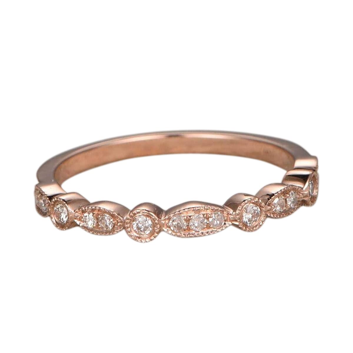 0.25 Carat Half Eternity Wedding Ring - Beautiful Twist Curve Design in 18k Gold Plating - Perfect for Engagement, Anniversary & Bridal Jewelry Gifts
