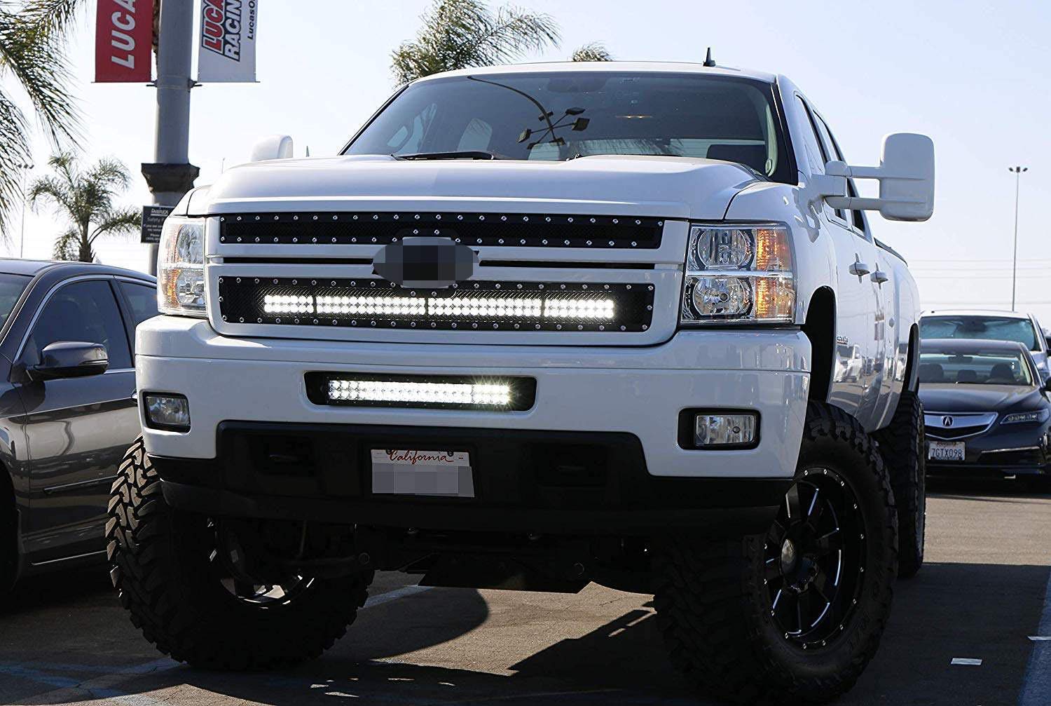 120W 20 LED Light Bar with Mounting Bracket & Wiring Kit - Compatible with 2011-2014 Chevy Silverado 2500/3500HD - Off-Road, Truck, ATV, Jeep Lighting for Night Driving & Outdoor Adventures