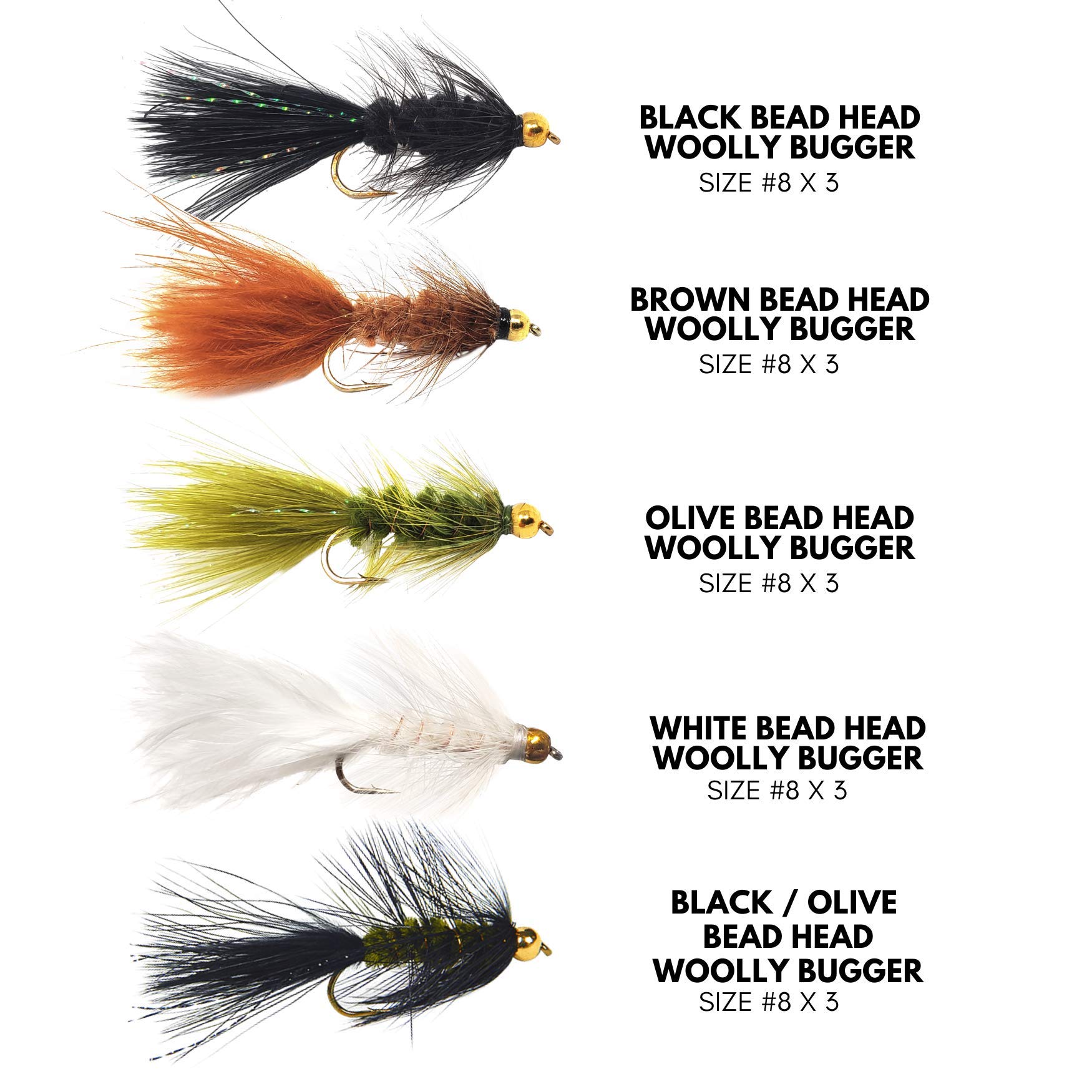 Woolly Bugger Flies for Trout Fishing - Premium Streamer Fly Assortment - Best for Freshwater Fly Fishing in Rivers & Lakes