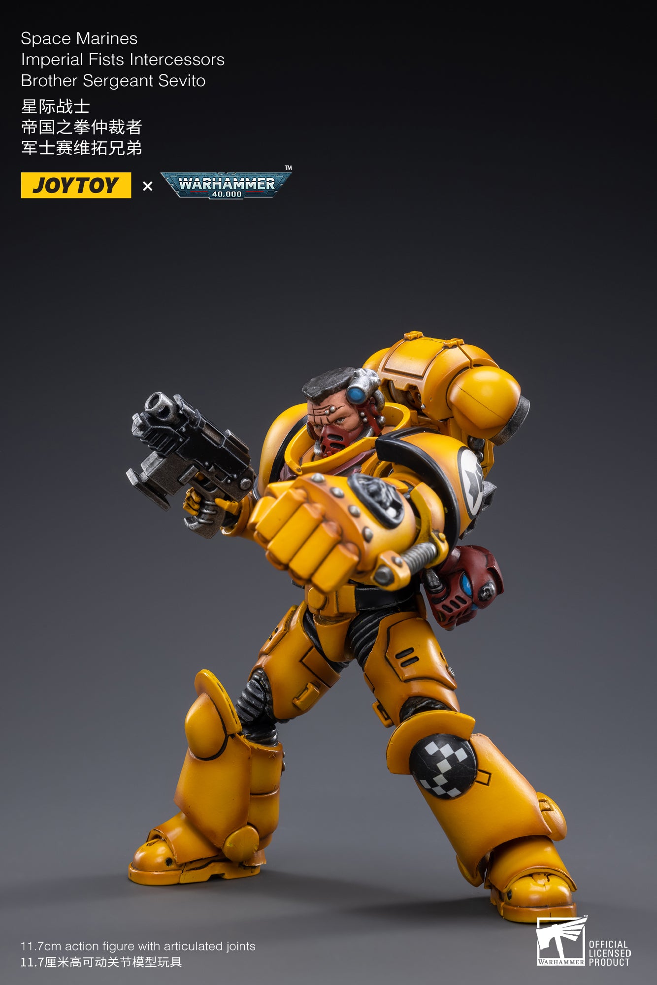 1/18 JOYTOY Warhammer 40K Action Figure Set - 4PCS Space Marines Imperial Fists Collectible Miniatures for Tabletop Gaming & Display