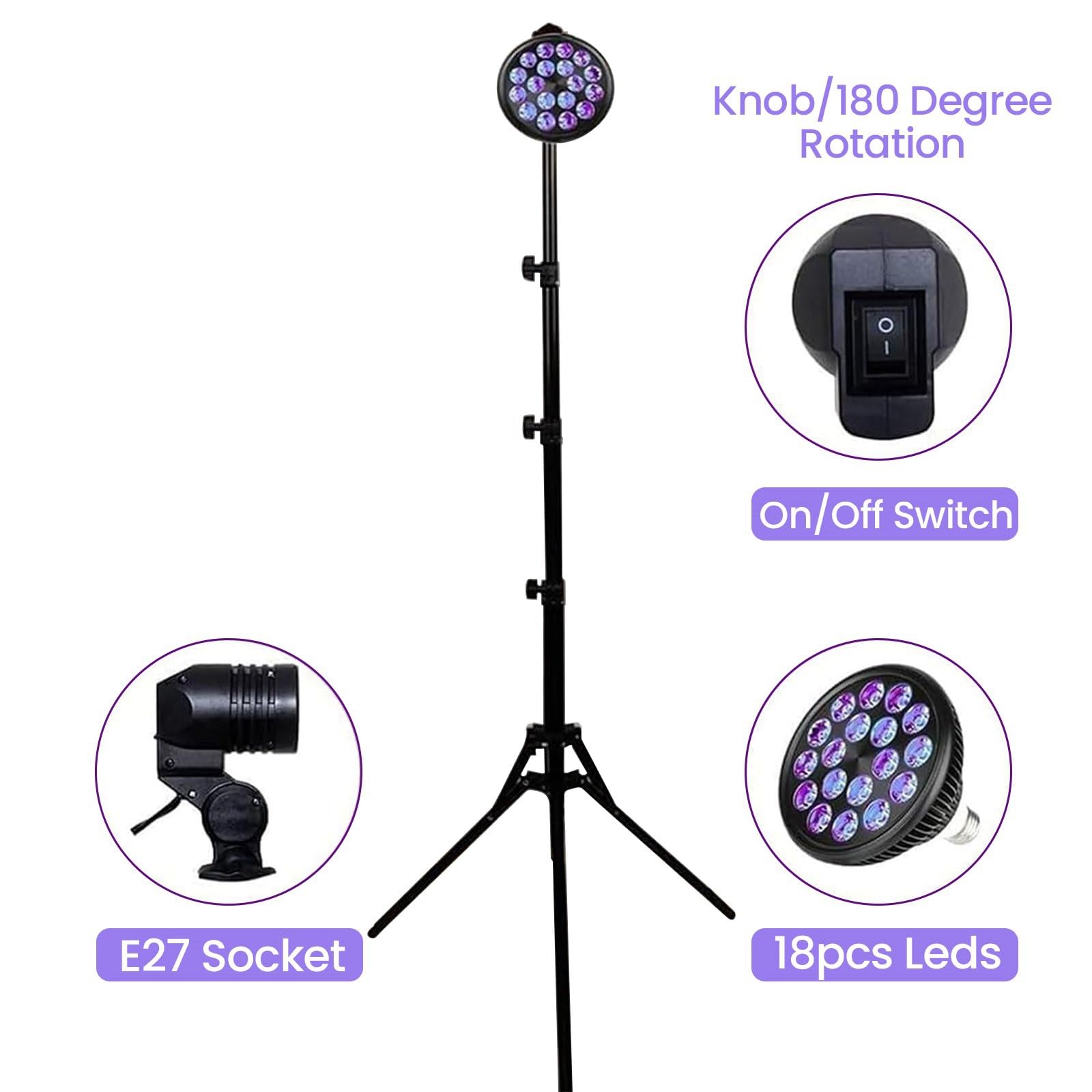 54W Face Tanning Lamp with Eye Mask & Tripod - Adjustable Height 38.5