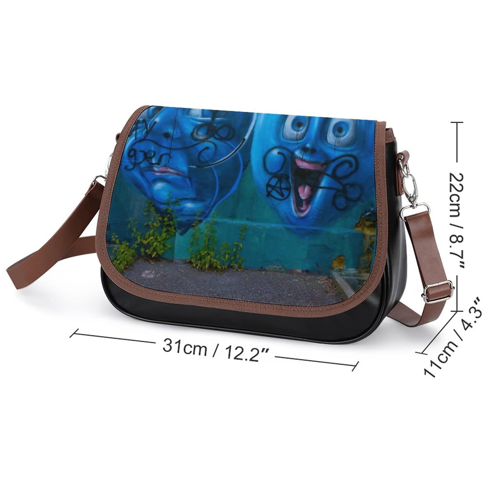 Trendy Printed Crossbody Bags for Women - Fashion Leather Shoulder Satchel Hobo Purse with Humorous Cartoon Doodle Design | Perfect for City Outings, Travel & Daily Use