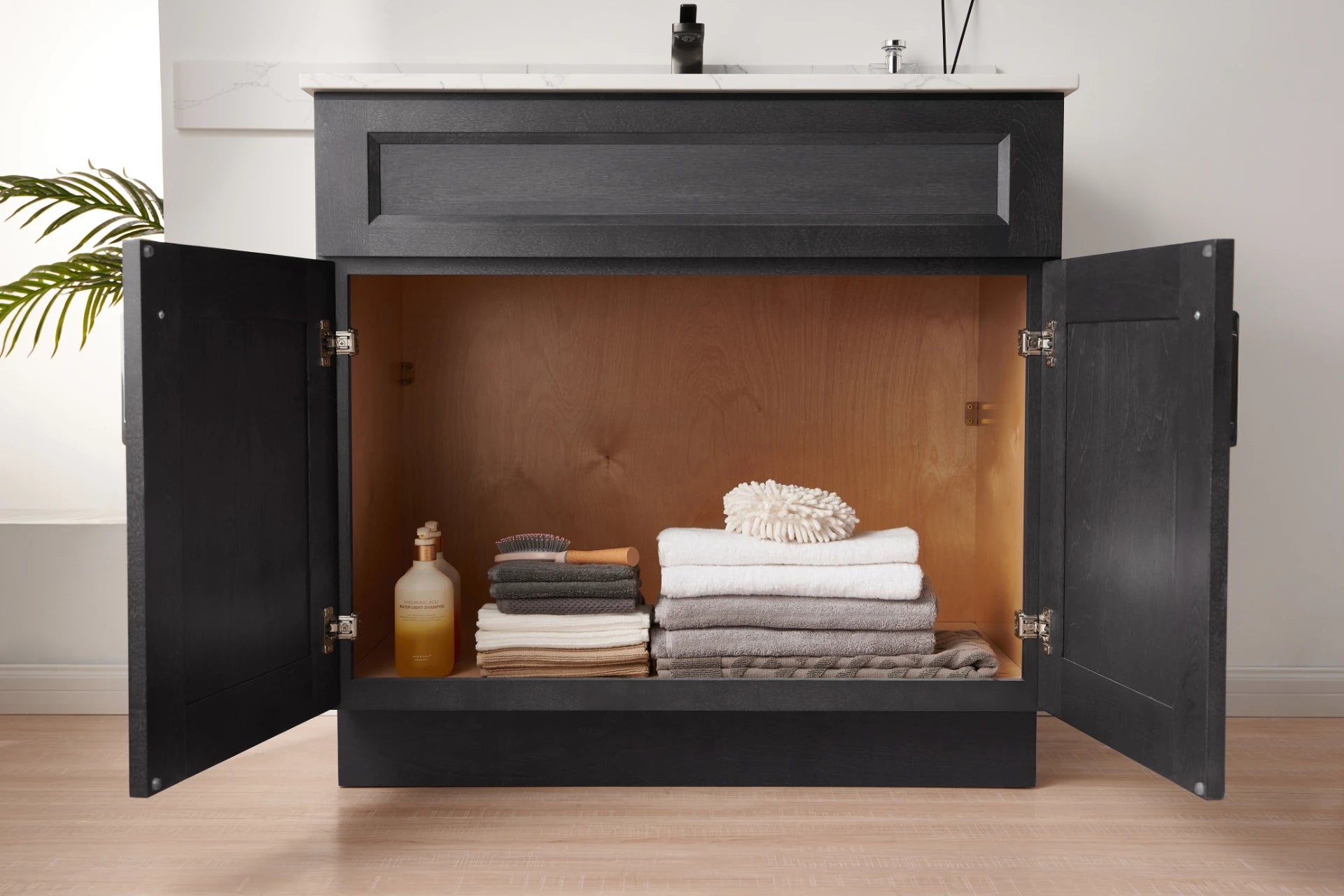 Nova 30 Inch Bathroom Vanity with Quartz Countertop - 2 Door Storage Cabinet in 3 Colors for Modern Bathroom Remodel
