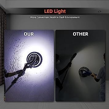 750W Electric Drywall Sander with LED Light - 7 Variable Speed (900-1800 RPM), Extendable Handle, Dust Hose & 14 Sanding Discs - Perfect for Home Renovation, Drywall Repair and DIY Projects