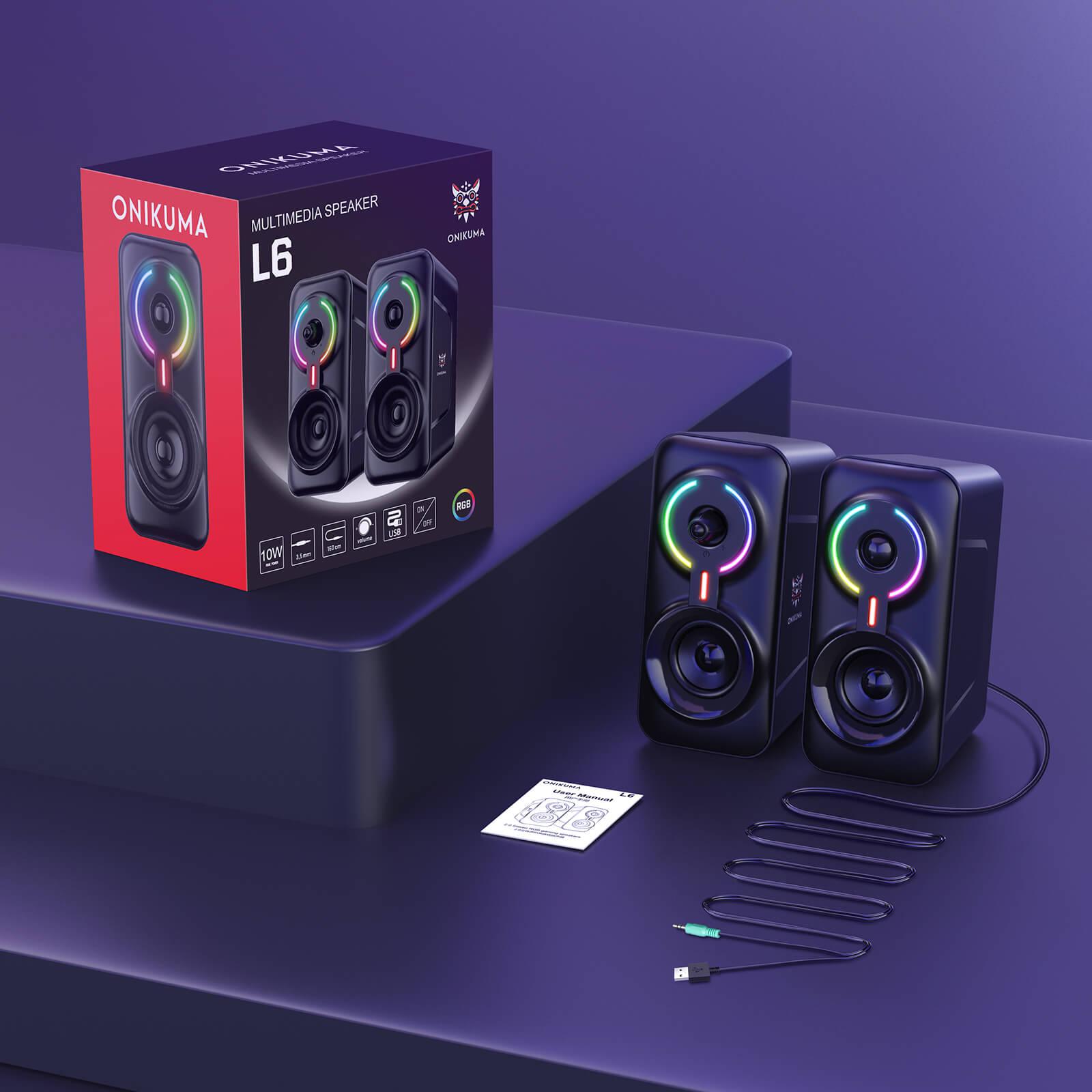 ONIKUMA L6 Wireless Bluetooth 5.0 Gaming Speaker with AUX Input - High-Quality Sound for PC, PS5, Xbox Gaming & Home Entertainment