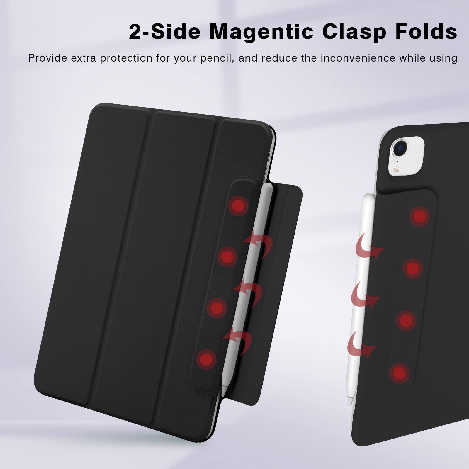 Magnetic Case for iPad Pro 11 Inch 4th/3rd/2nd Gen (2022/2021/2020) - Slim Smart Folio Cover with Auto Sleep/Wake, Pencil Charging & Trifold Stand - Lightweight Protective Case (Black) | Perfect for Work, Travel & Home Use