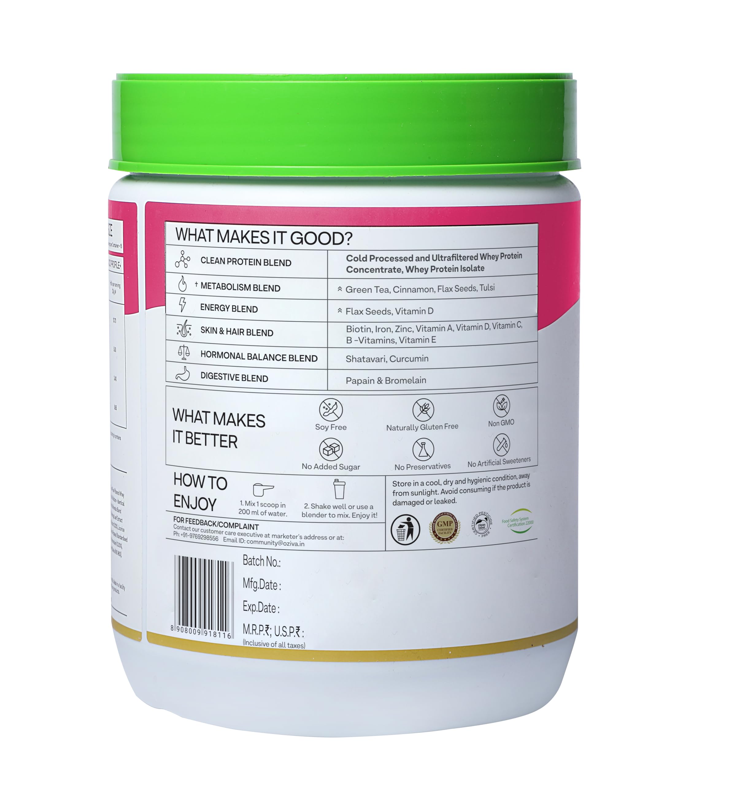 OZiva Women's Protein & Herbs Powder - Cafe Mocha Flavor | Weight Management, Energy Boost & Metabolism Support | Clean Protein with Shatavari & Green Tea Extract | No Added Sugar | 1lb (453g) | Perfect for Post-Workout Recovery & Healthy Lifestyle