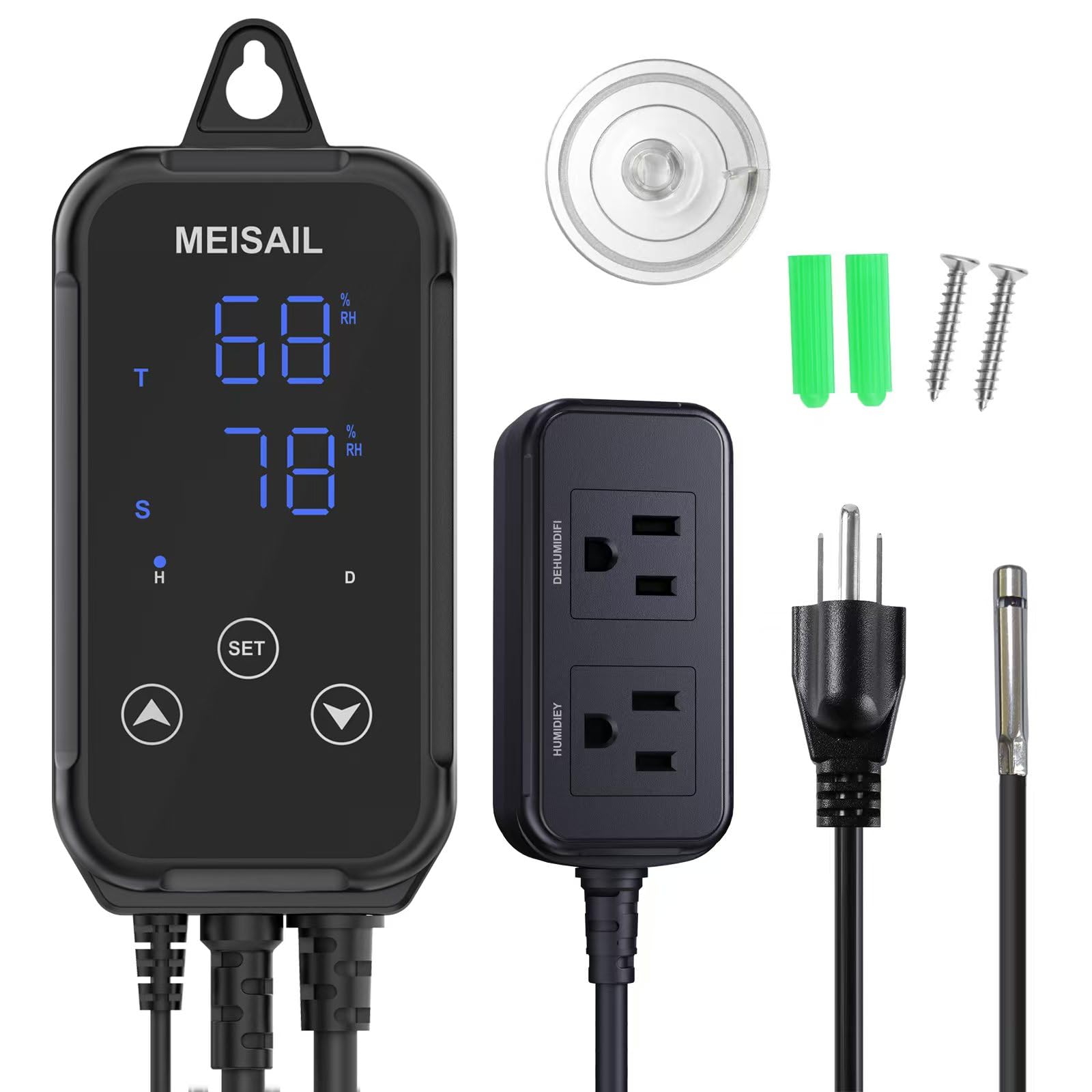 Humidity Controller for Greenhouse & Mushroom Growing - Digital Humidistat with Hygrometer for Precise Humidity Control | Ideal for Shiitake Mushrooms, Indoor Gardens & Hydroponics