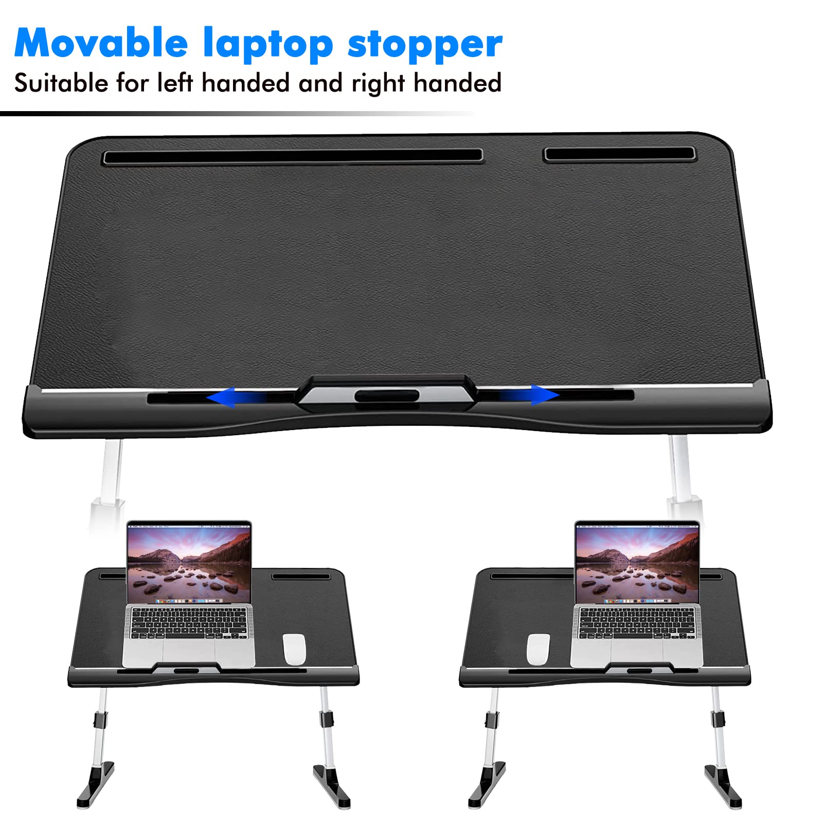 Adjustable Foldable Laptop Bed Tray with Storage Drawer & Phone Holder - Portable Bed Desk for 17