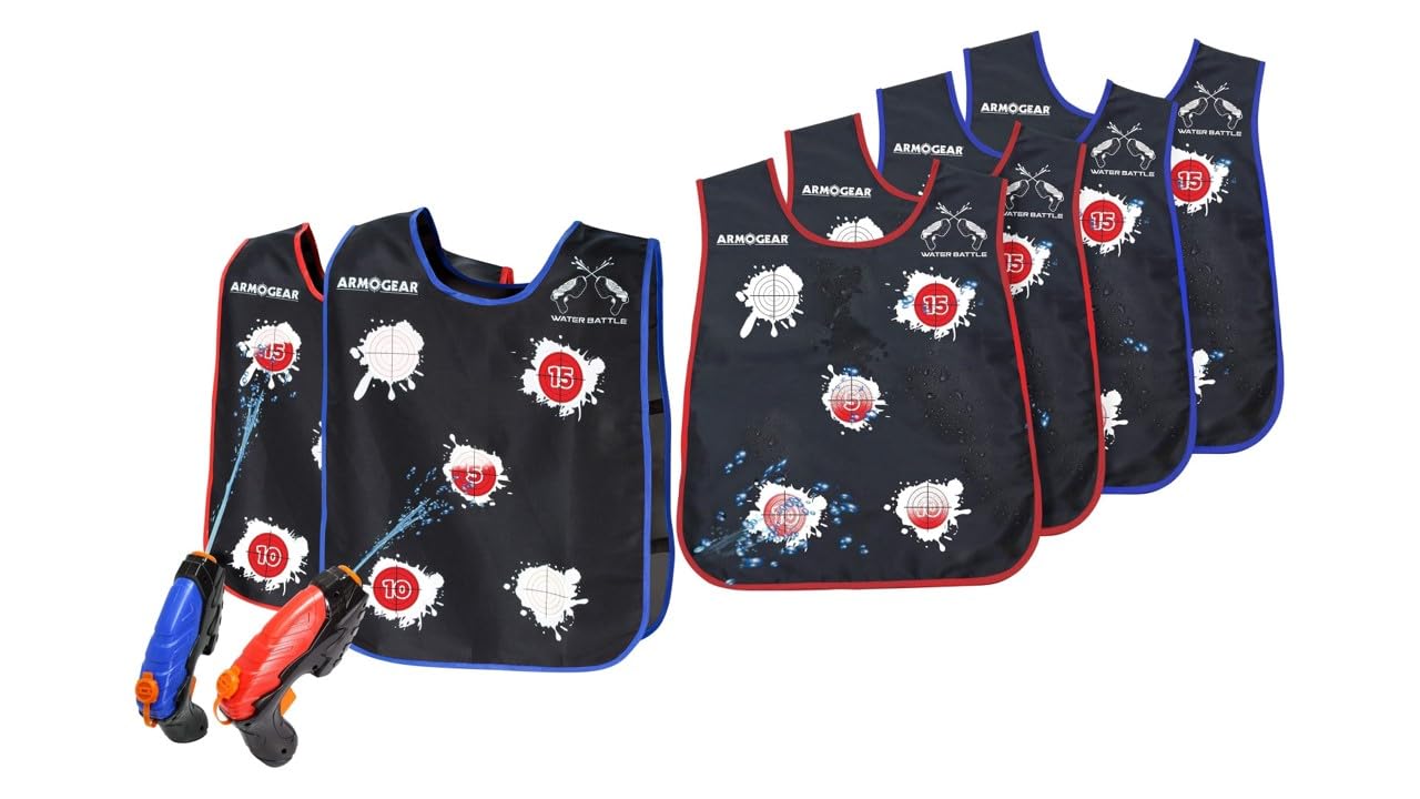 ArmoGear Water Target Vests & Guns - Outdoor Summer Toys for Kids 8+ | Backyard Water Play Fun