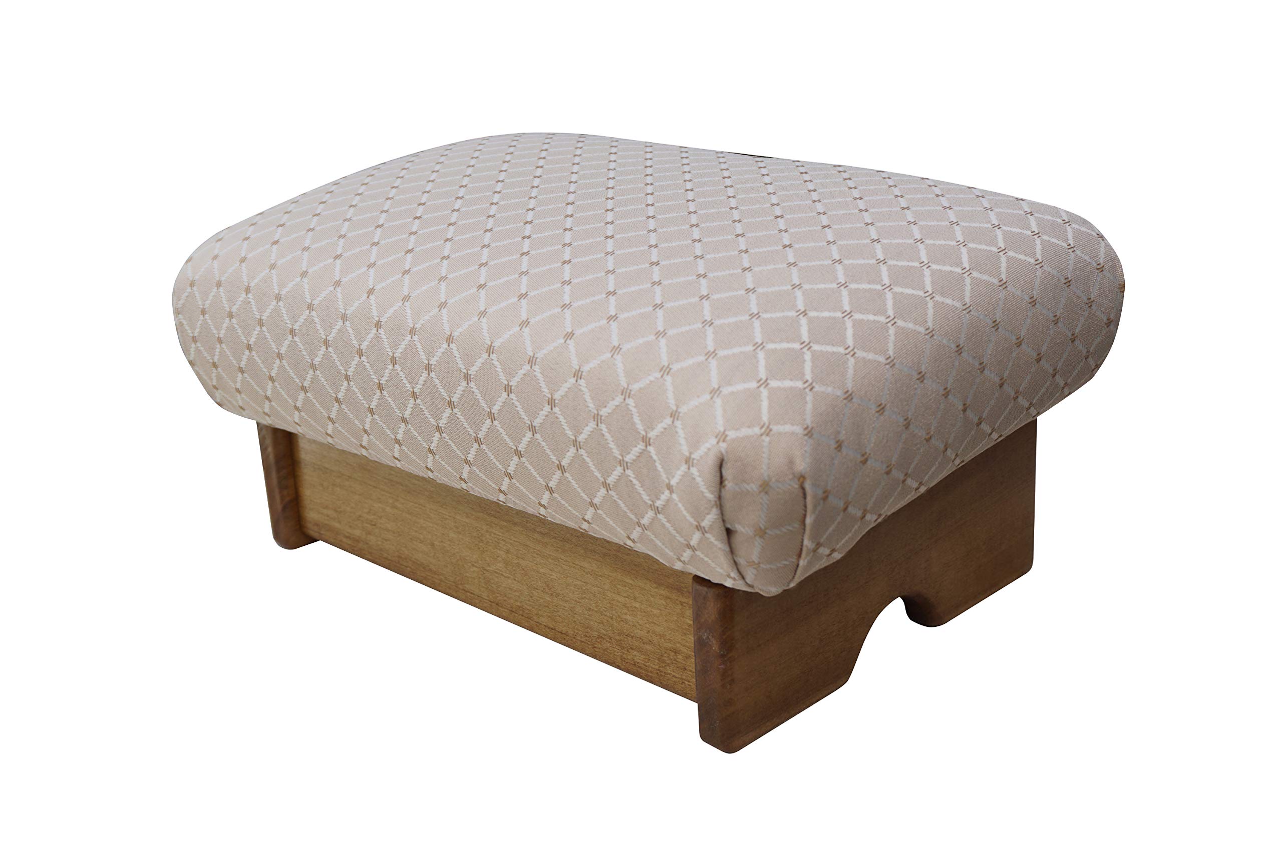 Premium Padded Foot Stool with Winter Field Fabric - Maple Stain Finish - Handcrafted in USA | Ergonomic Support for Living Room, Office & Bedroom Comfort
