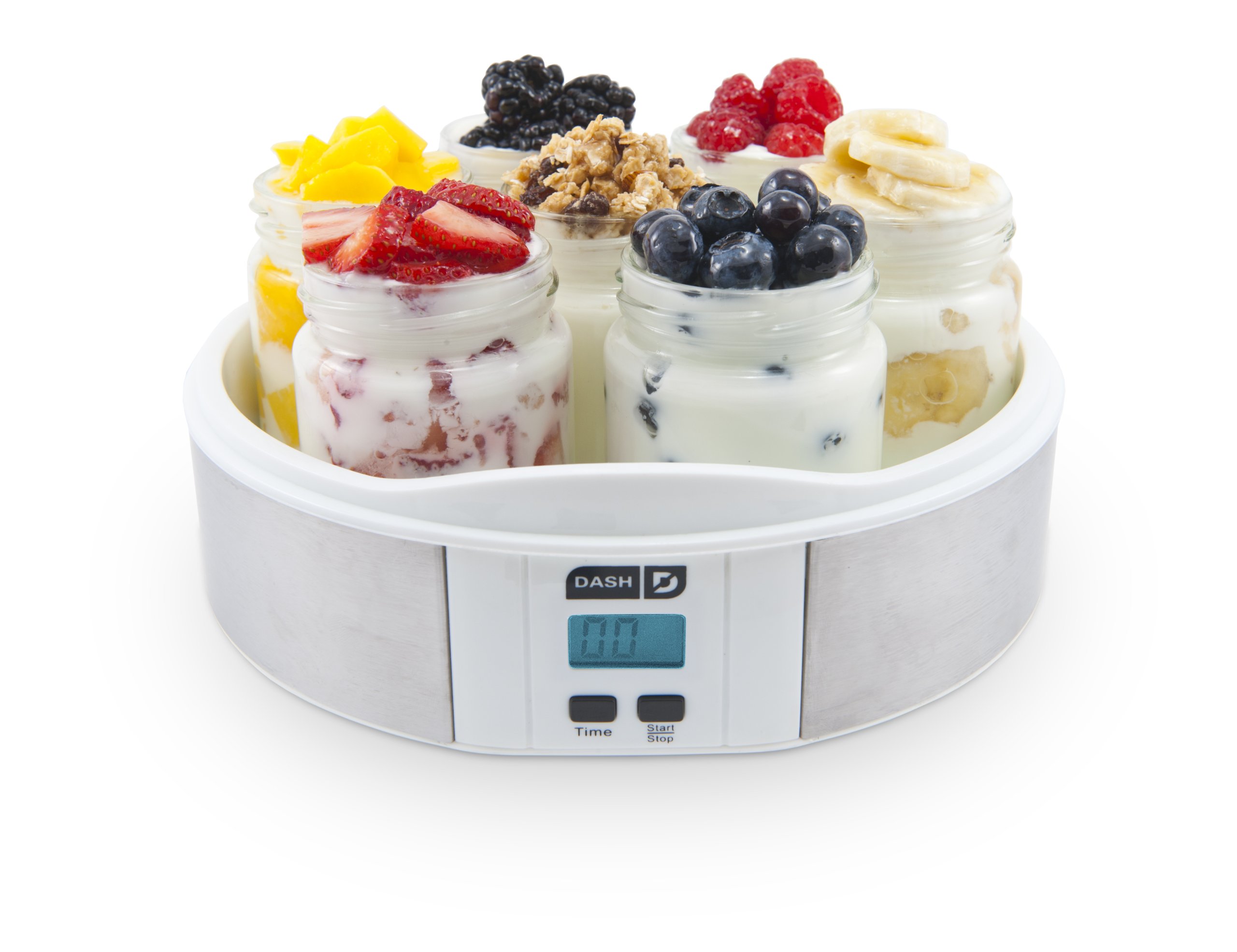 Dash DSY007CM Digital Yogurt Maker Machine with Stainless Steel Base, Auto Timer & LCD Display - Perfect for Homemade Yogurt, Probiotic Drinks & Healthy Snacks