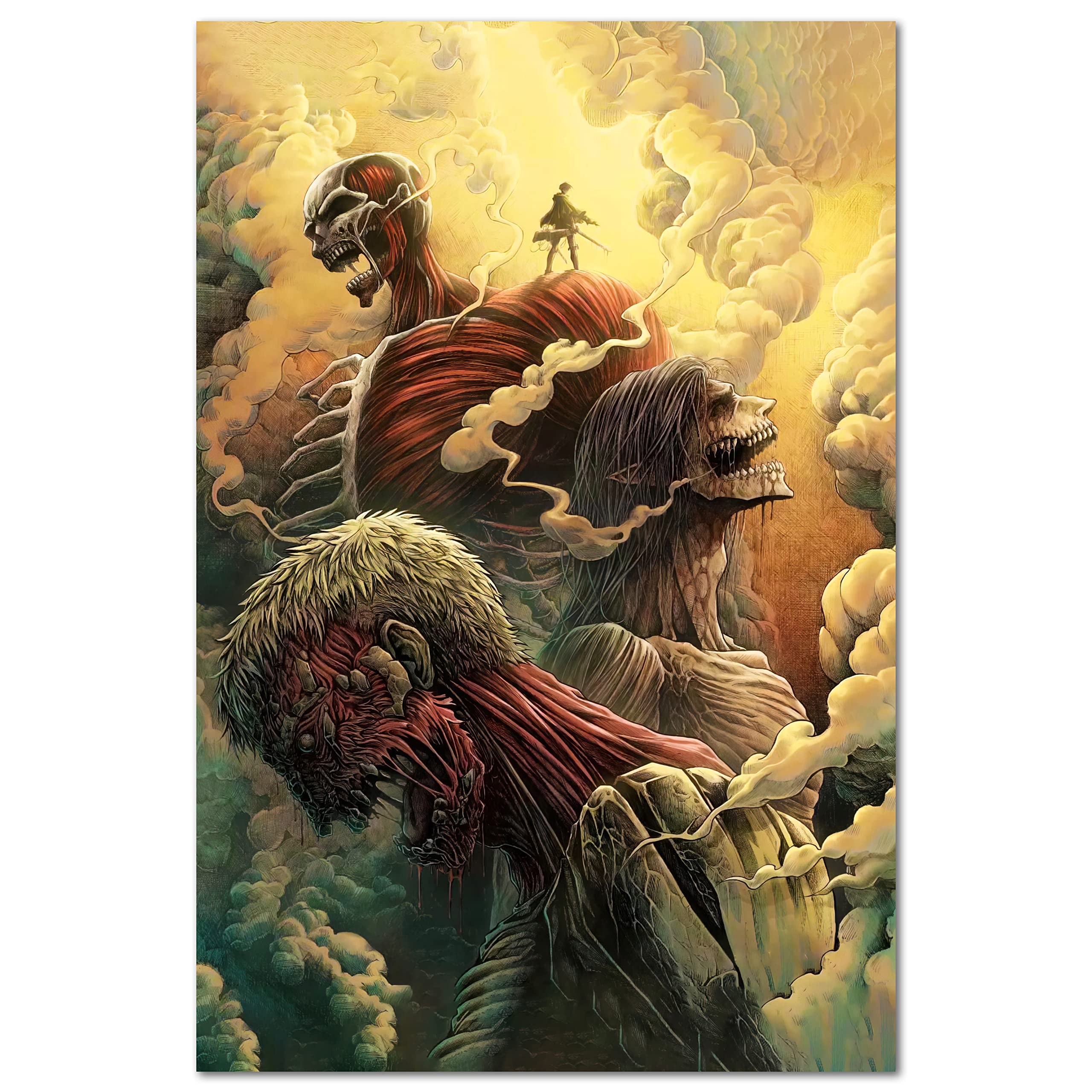 Attack on Titan Anime Poster - 12x18 Inch Canvas Print Wall Art for Bedroom, Living Room & Office Decor - Perfect Gift for Anime Fans & Home Decoration