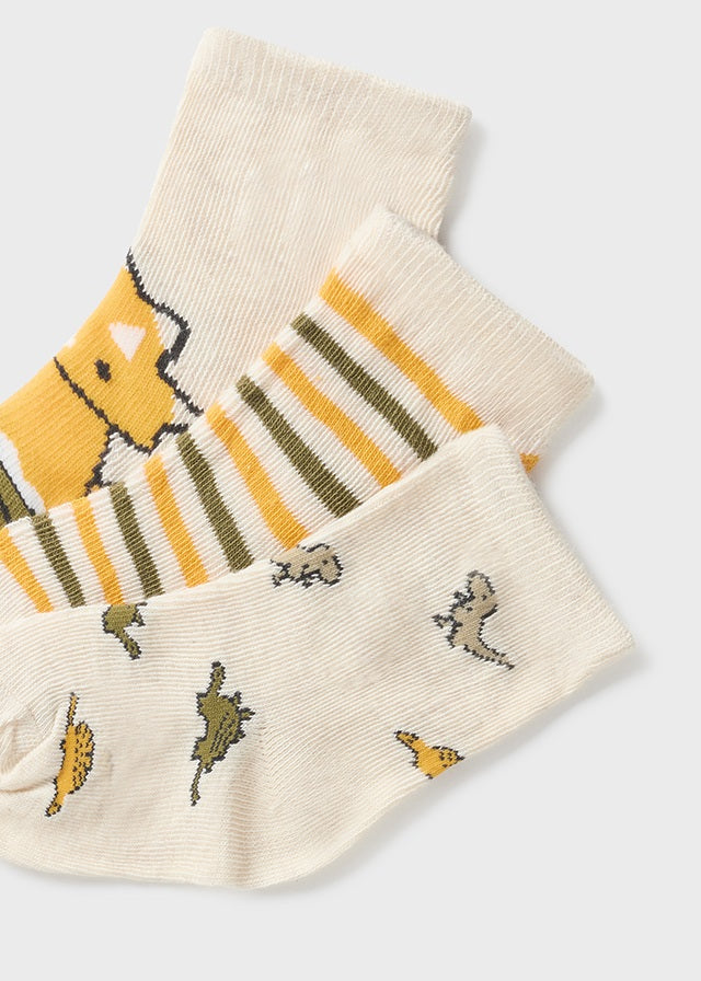 Mayoral Baby Boy Socks Set of 3 - Soft Cotton Oat Crew Socks for Infants & Toddlers - Perfect for Everyday Wear, Playtime & Special Occasions