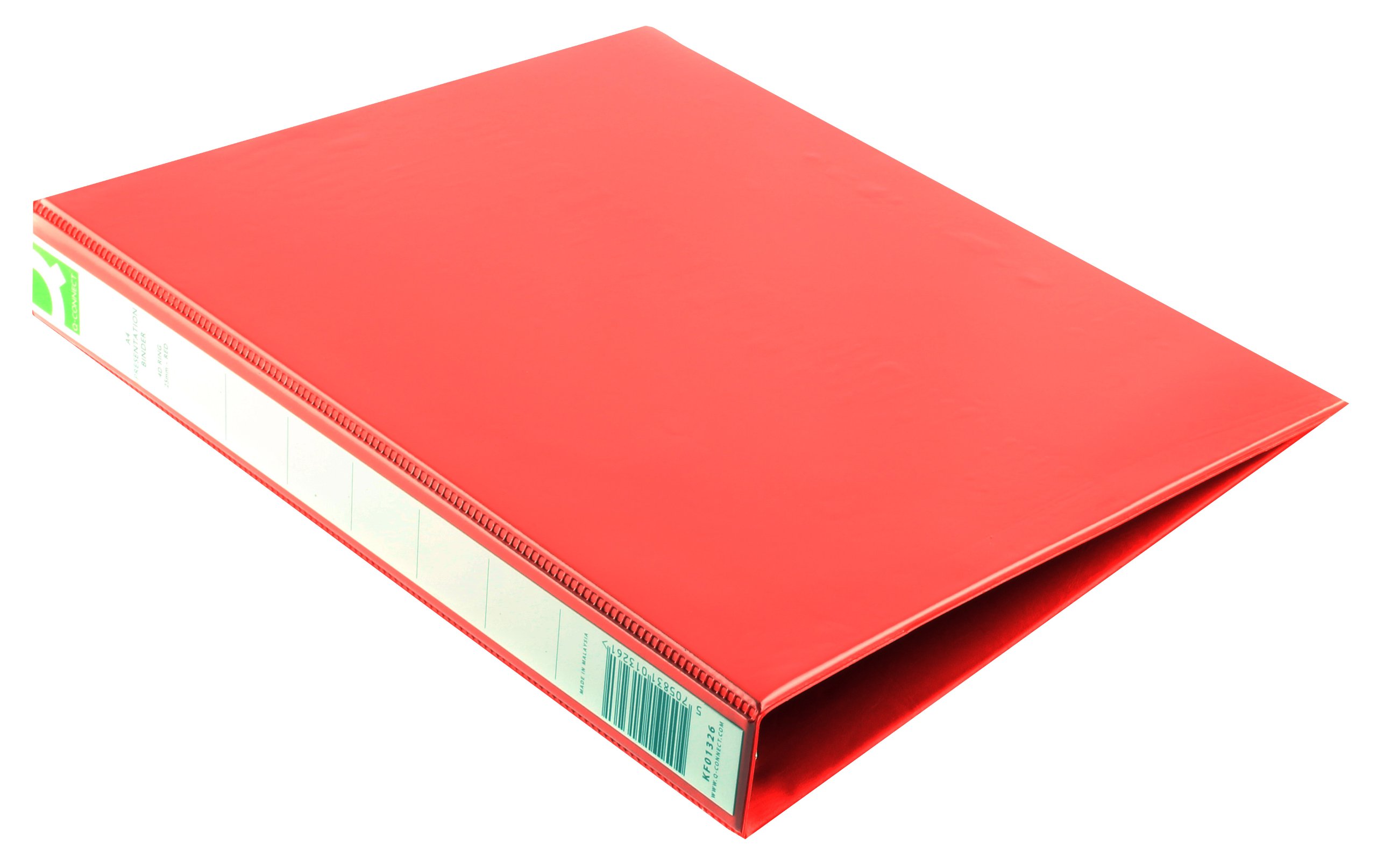Q Connect A4 25mm 4-Ring Presentation Binder - Red | Premium Document Organizer for School, Office & Business Meetings | Durable & Stylish Binder for Reports, Presentations & Projects