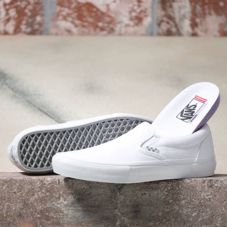 Vans Skate Slip-On Shoes for Men & Women - Classic True White Canvas Sneakers | Comfortable & Durable for Skateboarding, Casual Wear & Street Fashion