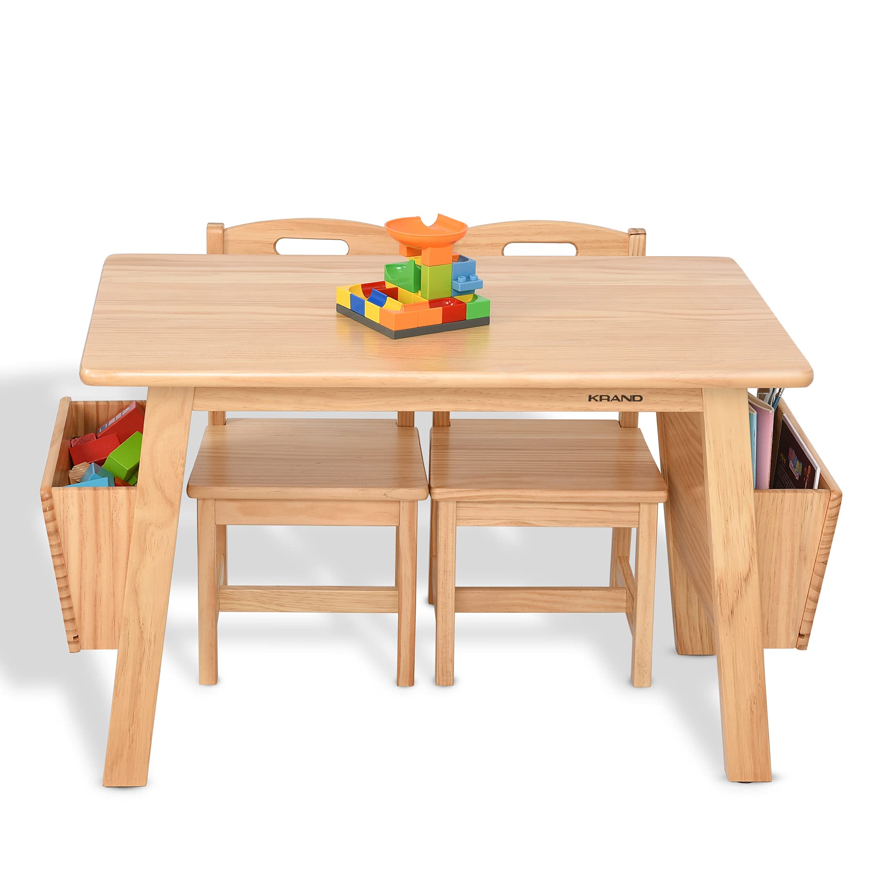 **Solid Wood Kids Table and Chair Set with Storage - Natural Toddler Activity Desk for Learning, Drawing & Play - Perfect for Nursery, Playroom & Homeschool**