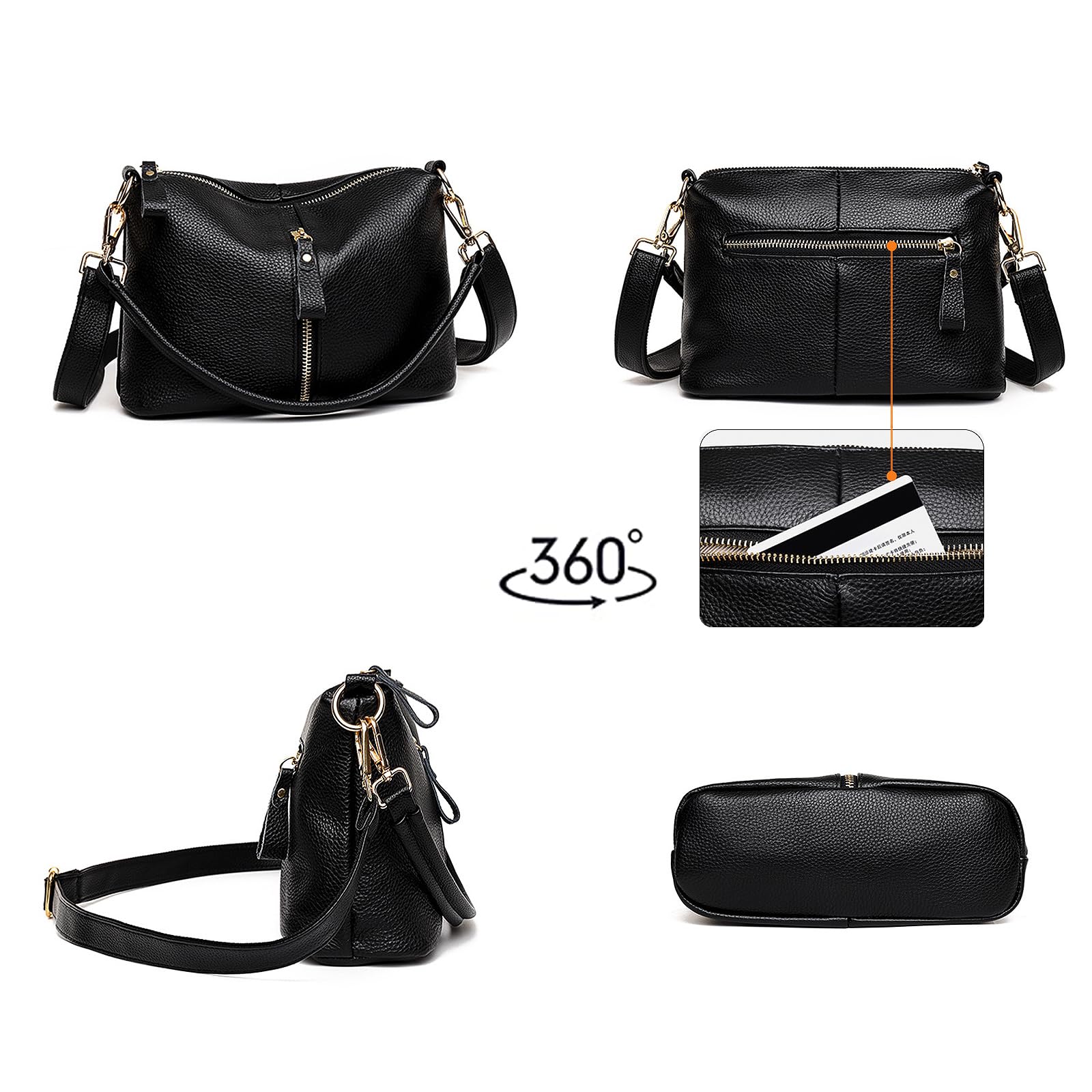 Genuine Leather Hobo Bags for Women - Small Crossbody Purse with 2 Adjustable Straps, Shoulder Bag & Tote Handbag | Perfect for Work, Travel & Everyday Use