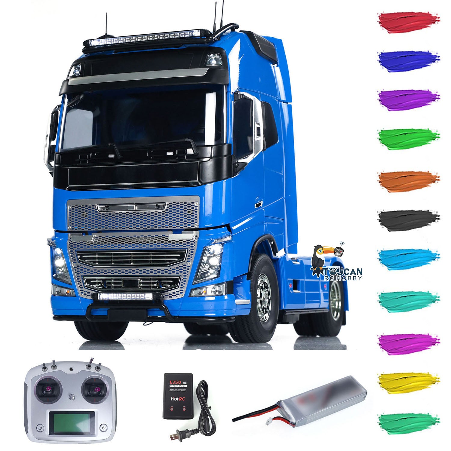 1/14 Scale 4x2 RC Tractor Truck RTR - TAMIYA 56375 FH16 XL750 with 3-Speed Transmission, Custom Paint, Lights & Sound - Ready-to-Run Remote Control Vehicle (Ideal for RC Hobbyists, Off-Road Racing & Collectors)