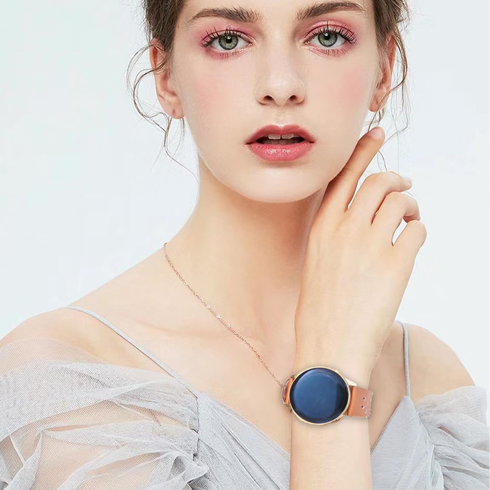Leather Band Compatible with Samsung Galaxy Watch 6/5/4/Active 2/3 - 20mm Quick Release Breathable Hollowed Strap for 40mm 42mm 44mm 46mm Smartwatches - Perfect for Workouts, Office & Casual Wear