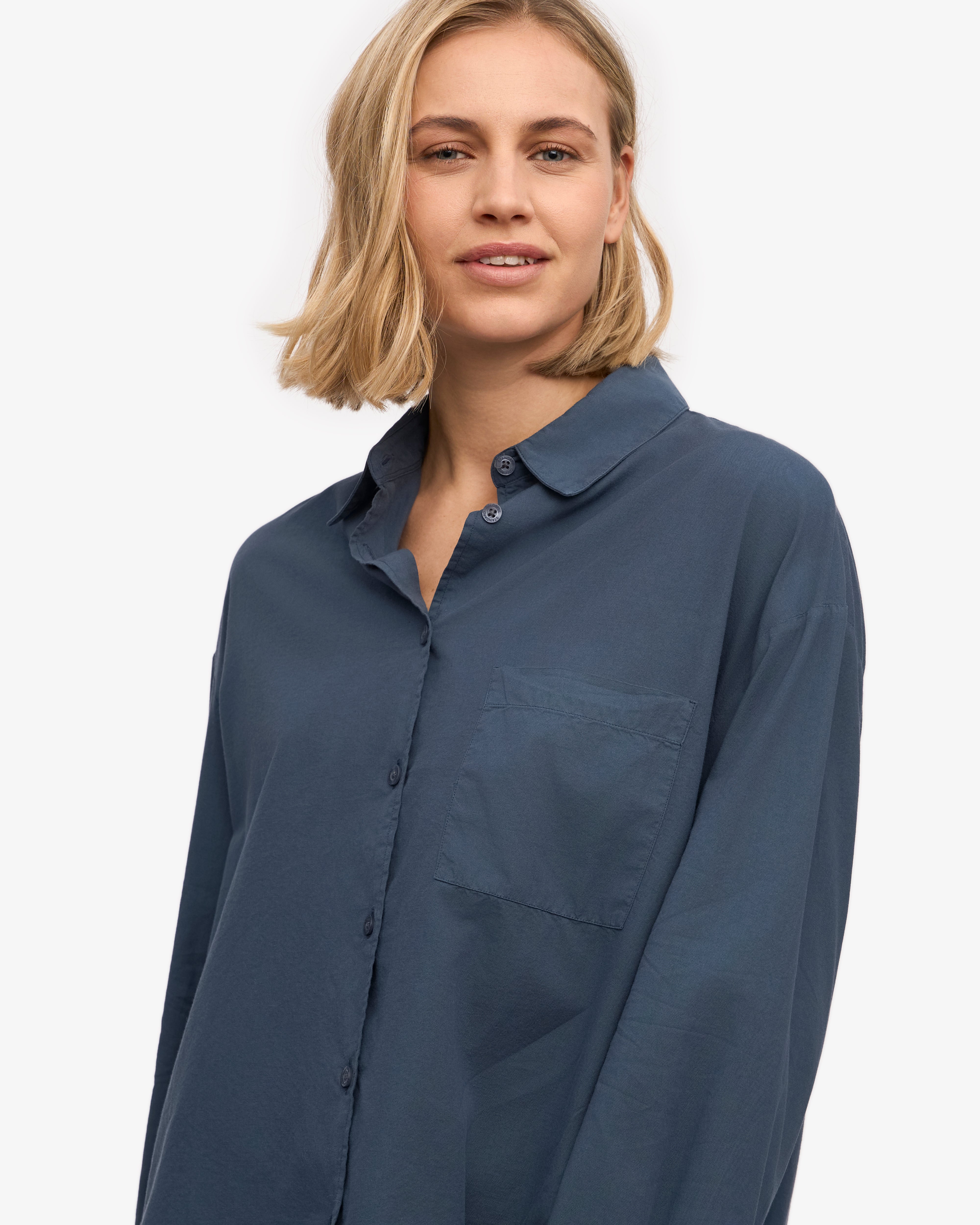 Organic Oversized Shirt for Women - Soft Linen Blend Petrol Blue Tunic Top - Perfect for Casual Outings, Beach Cover-ups & Boho Style Outfits