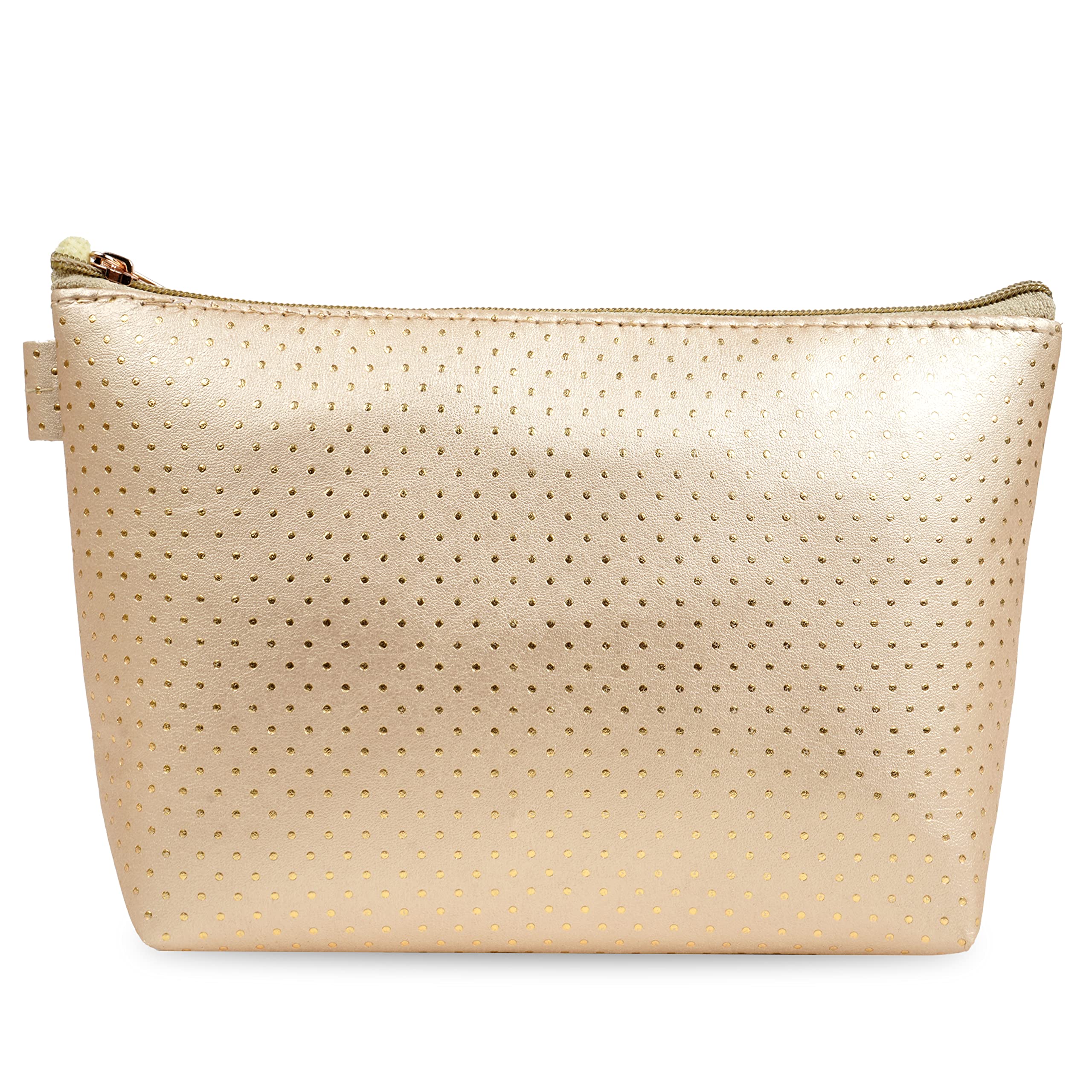 Orviz Waterproof Makeup Bag for Travel & Storage - Golden Cosmetic Pouch for Makeup, Toiletries & Essentials - Perfect for Gym, Vacation & Daily Use