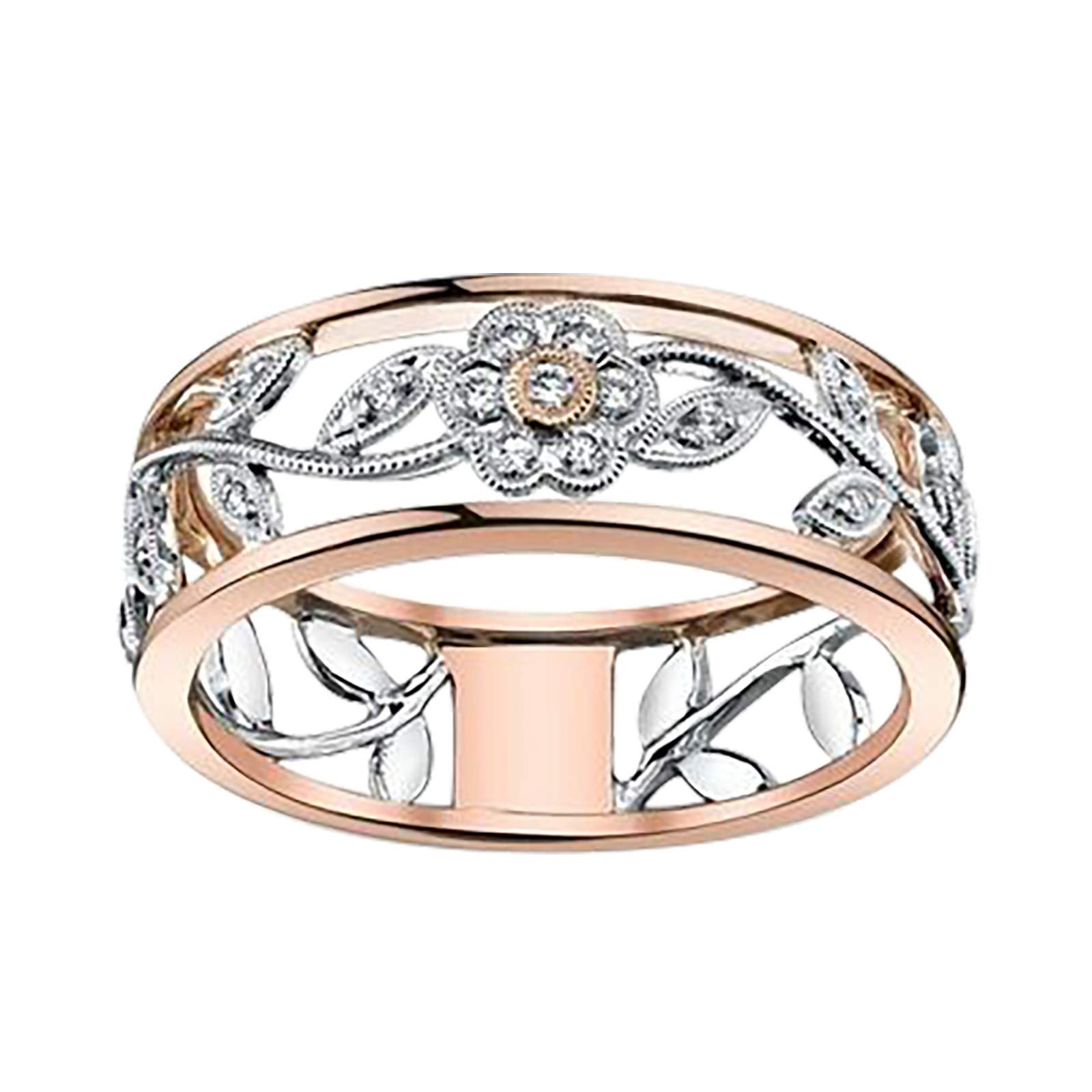 Rose Gold Diamond Ring for Women - Natural White Romantic Wedding Jewelry - Perfect for Christmas, Valentine's Day Gifts & Special Occasions - Elegant Jewelry for Brides, Anniversaries & Date Nights