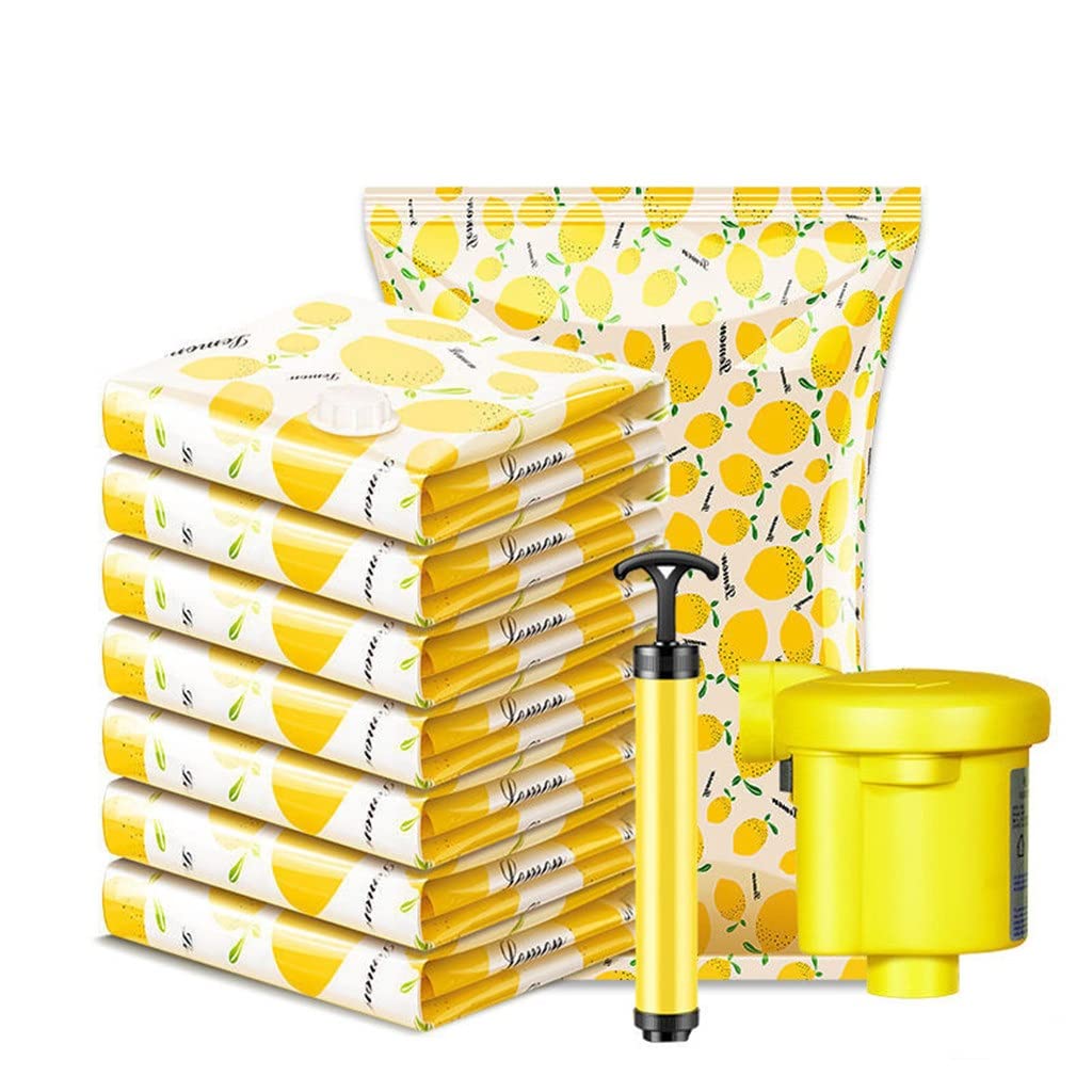 Extra Large Vacuum Storage Bags - 8 Pack Thickened Compression Bags for Quilts, Clothes & Blankets (100x80cm, Yellow) | Space Saving Storage for Travel, Moving & Seasonal Organizing