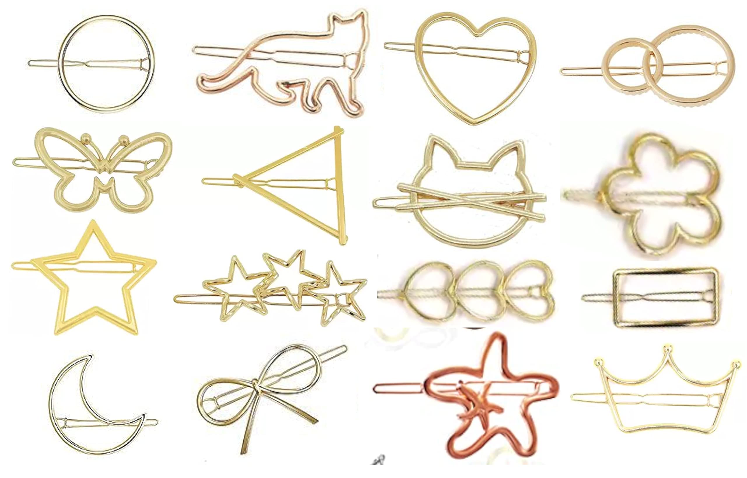 Geometric Hollow Metal Hair Clips for Women - 12pc Set for Party & Wedding