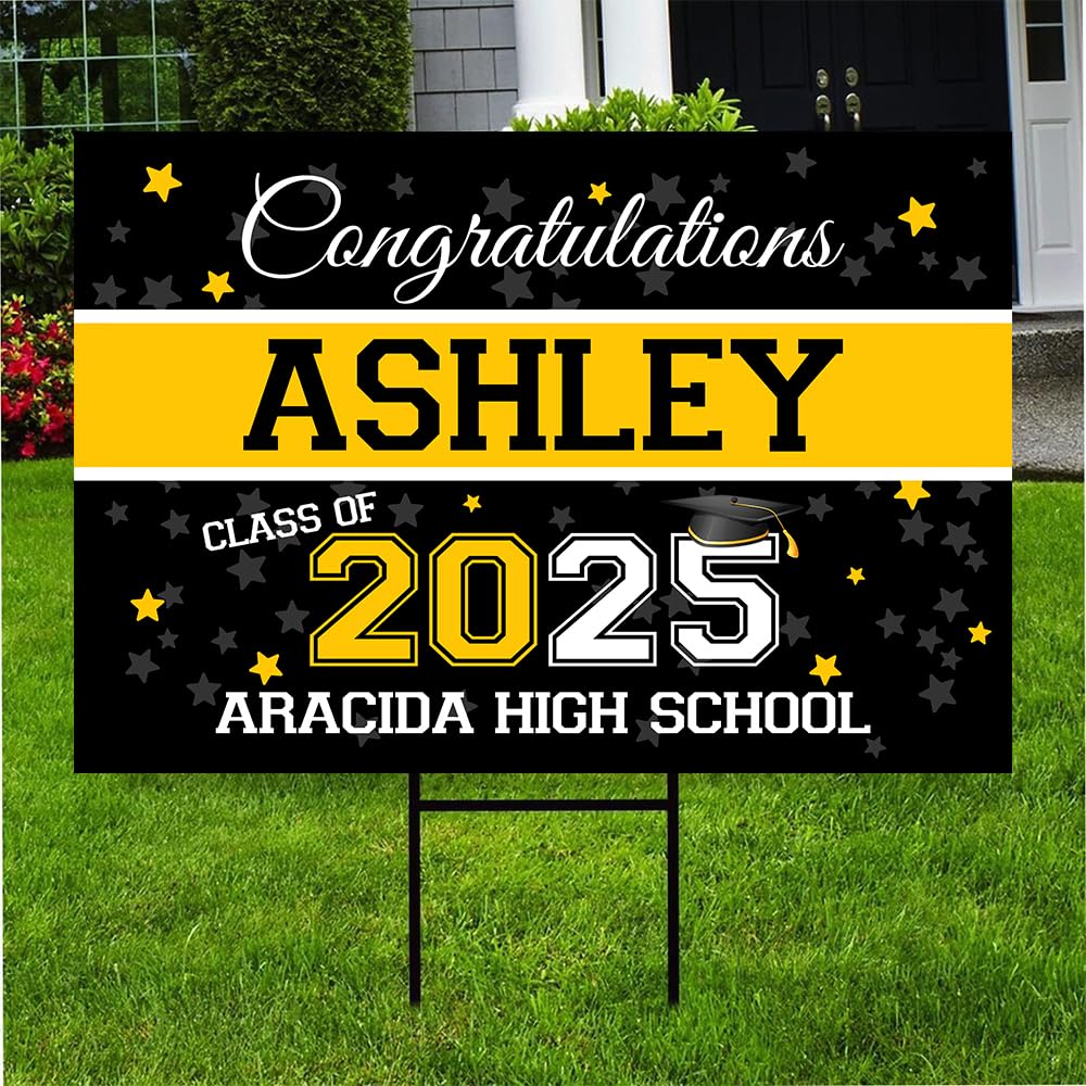 2025 Personalized Graduation Yard Sign - Custom Senior Graduate Corrugated Banner for College & High School - Perfect for Outdoor Lawn Decorations & Party Celebrations