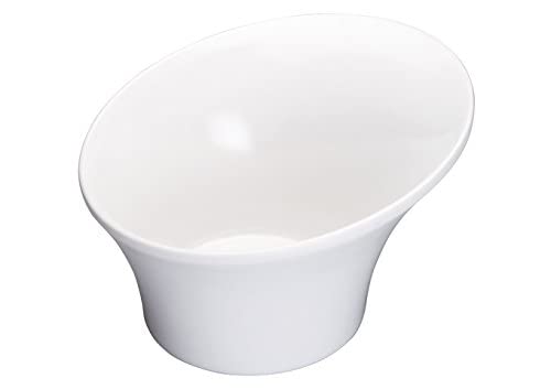 Winco WDM004-203 8.5-Inch White Melamine Mini Bowls Set - 24-Piece Angled Dessert Cups, Salad Bowls & Ice Cream Dishes for Parties, Restaurants & Home Serving - Durable & Lightweight Melamine Dipping Bowls