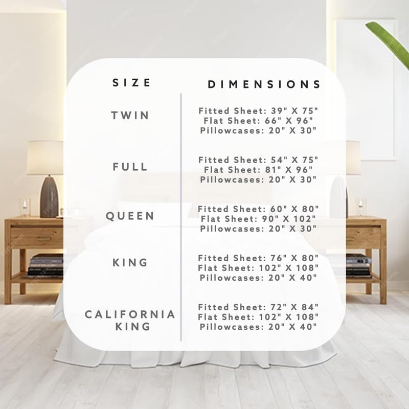 Luxury 1000 Thread Count California King Sheets Set - 100% Egyptian Cotton, Sateen Weave, 16