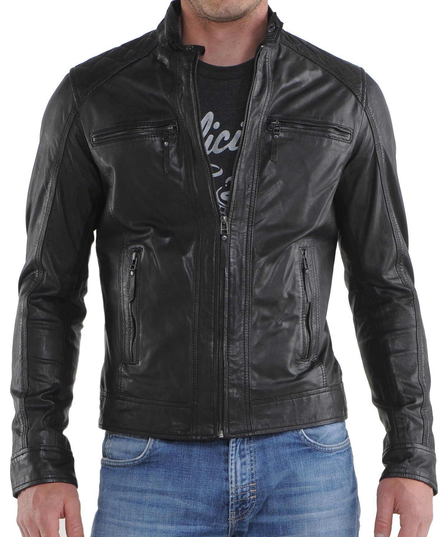 Genuine Lambskin Leather Jacket for Men - Slim Fit Biker Motorcycle Jacket X187 | Premium Leather Outerwear for Riding, Casual Wear & Night Out