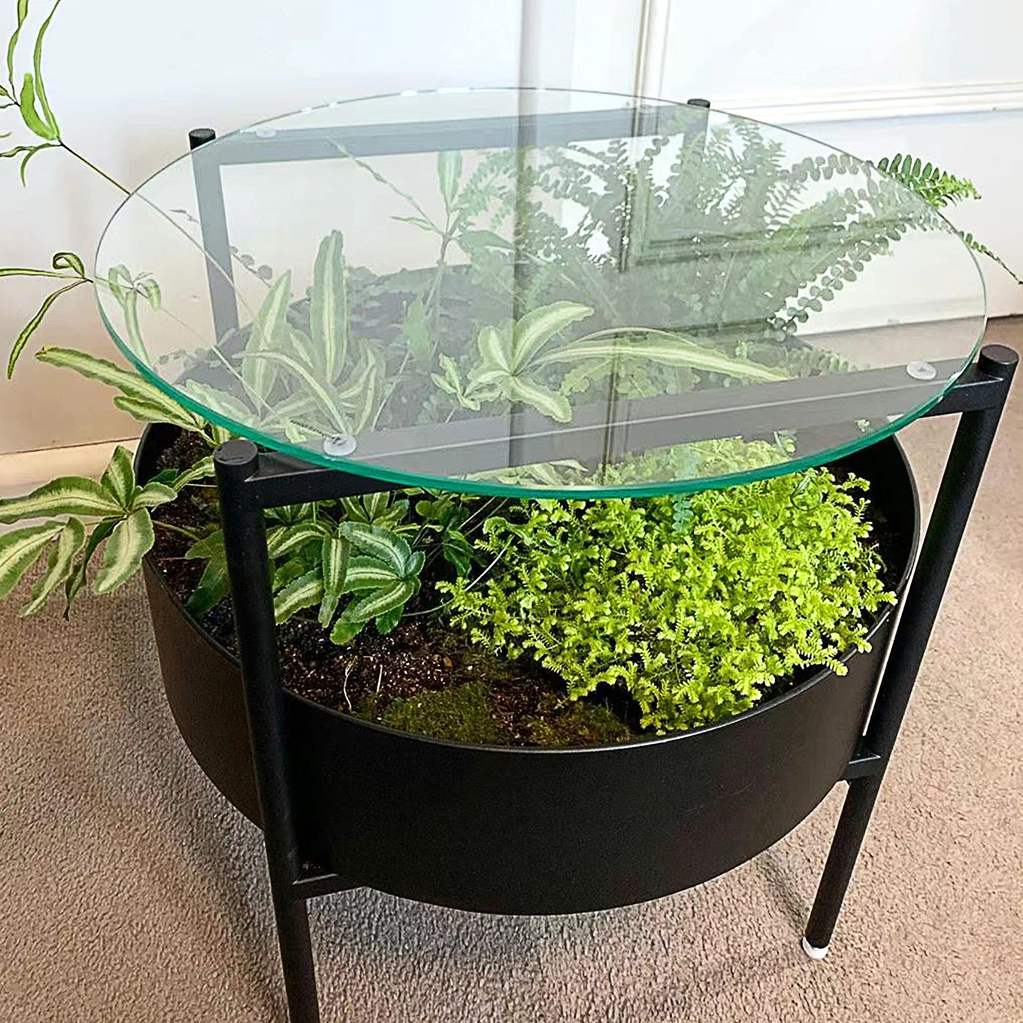JUFU 30 Inch Round Tempered Glass Table Top - 0.26