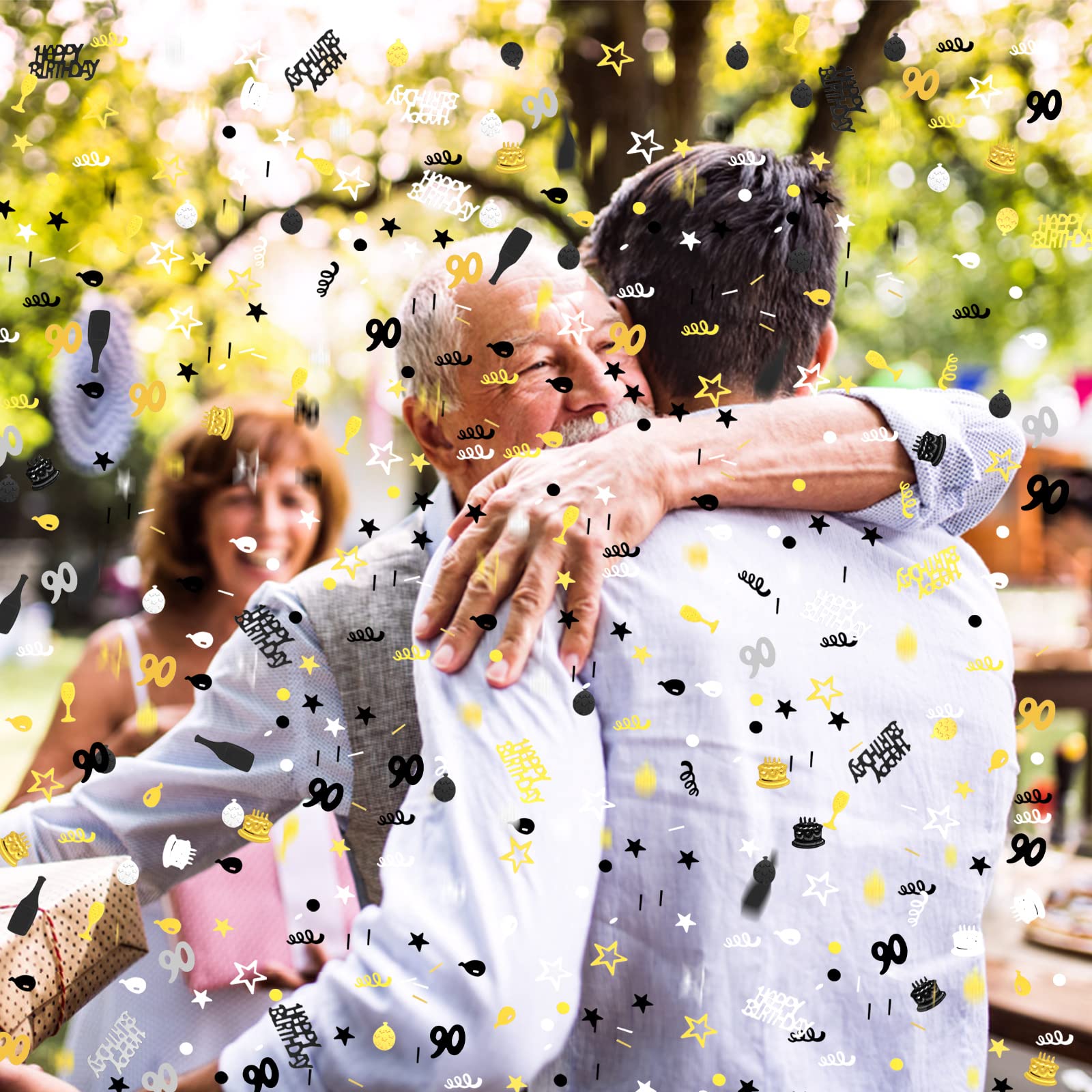 3000 Pieces 90th Birthday Confetti - Black Gold & Silver Glitter Cake & Table Decorations for Anniversaries, Parties | Perfect for 90th Birthday Celebrations, Milestone Events & Festive Gatherings