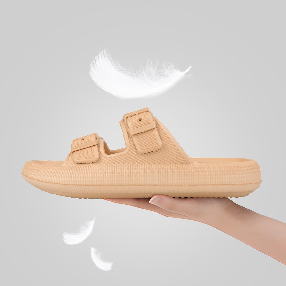 VONMAY Comfortable Sandals for Women & Men - Quick-Dry Adjustable Slides with Cushioned Thick EVA Sole, Double Buckle Design - Perfect for Beach, Pool, Spa & Indoor/Outdoor Wear