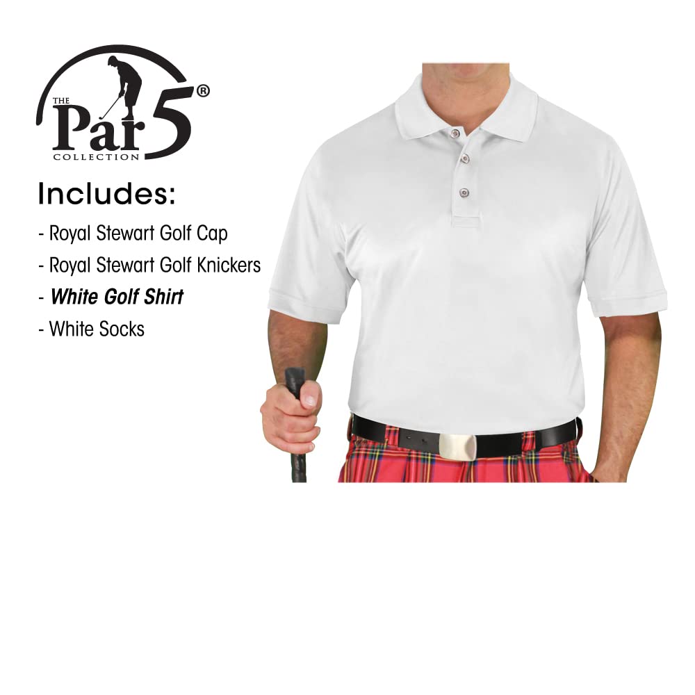 Royal Stewart Men's Golf Outfits - Premium White Polo Shirt & Shorts Set for Golfing, Country Club & Summer Sports
