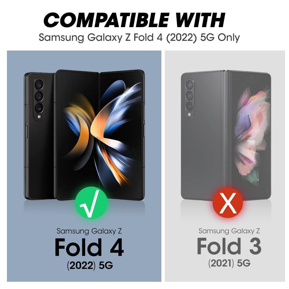 Samsung Galaxy Z Fold 4 Case with Built-in Kickstand & Screen Protector - Shockproof Heavy Duty Cover in Metallic Blue | Perfect for Work, Travel & Everyday Protection