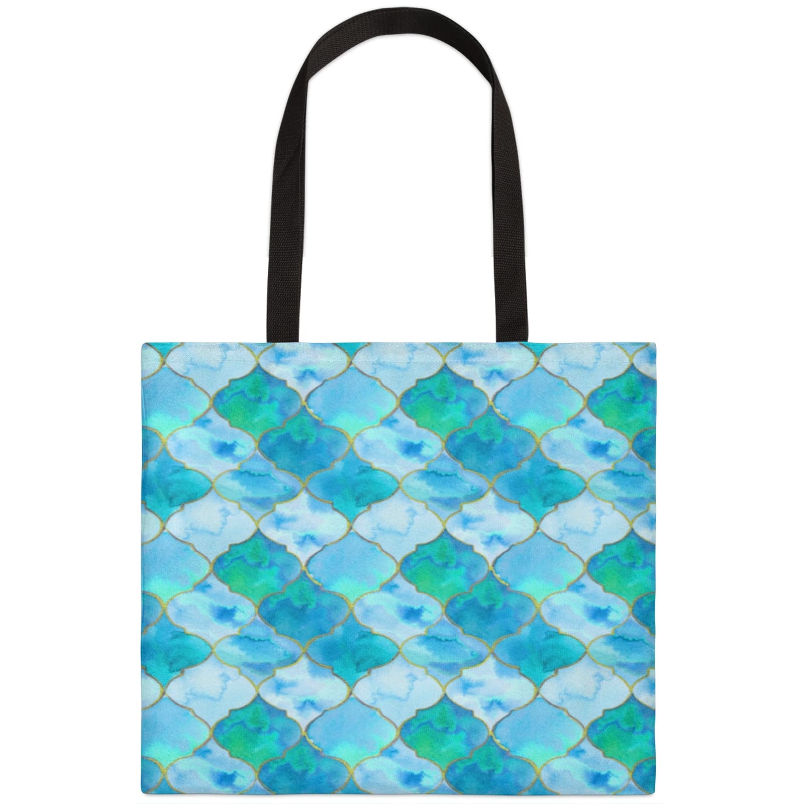 Stylish Geometric Quatrefoil Canvas Tote Bag for Women - Reusable Heavy Duty Shopping Grocery Bag with Shoulder Strap | Perfect for Beach, Travel, Outdoor Activities & Everyday Use
