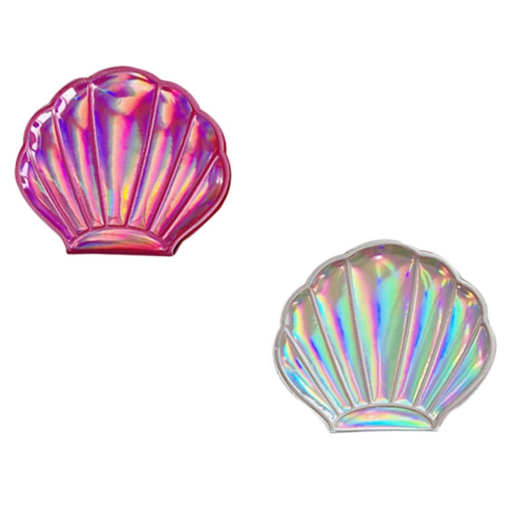 Healifty 2 Pack Shell Shaped Compact Mirror - Portable Double Sided Hand Mirror for Women & Girls, Perfect for Makeup, Travel, and Purse (Mini Mirror)