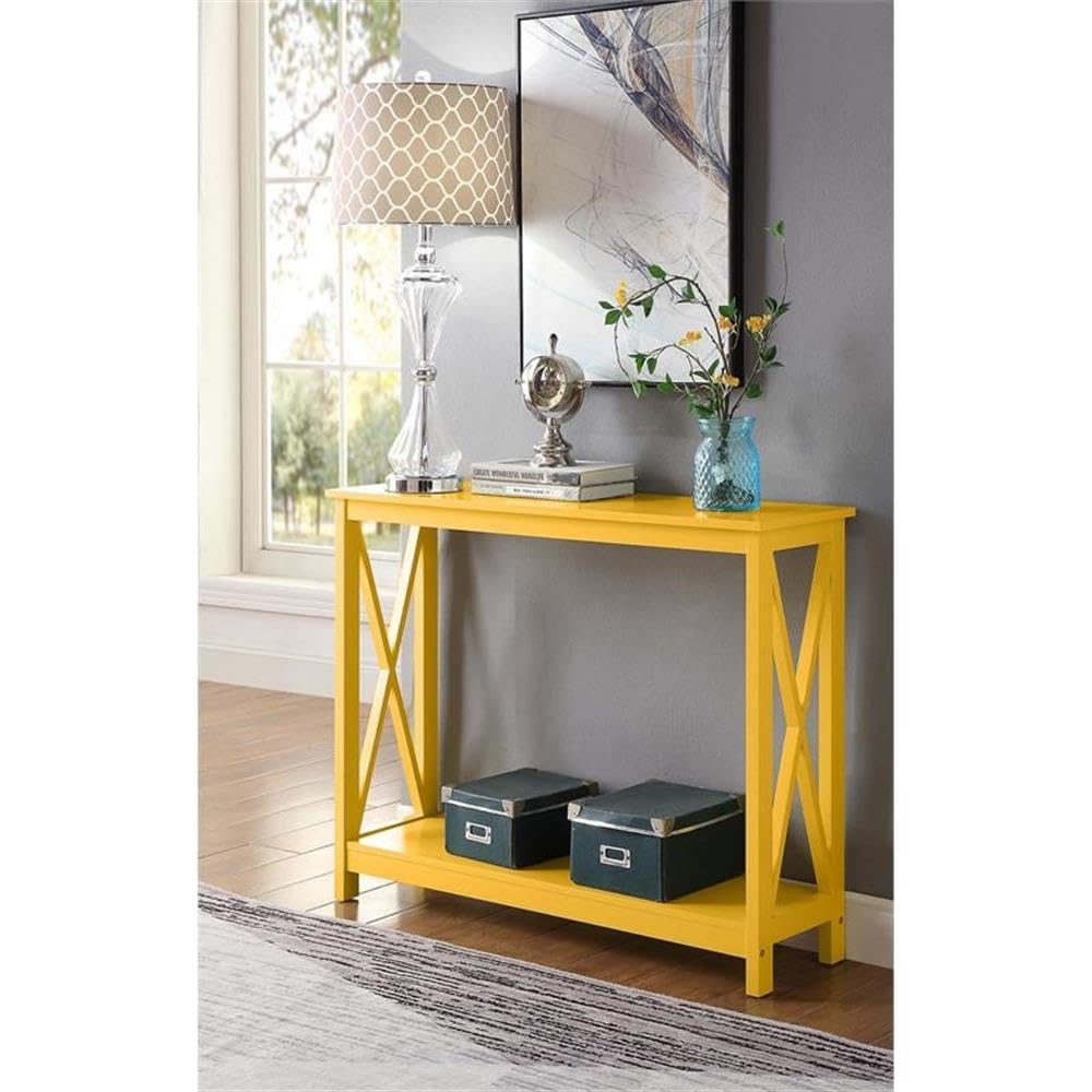 Pemberly Row Transitional Console Table - Yellow Wood Finish Entryway Table for Hallway, Living Room & Foyer Decor
